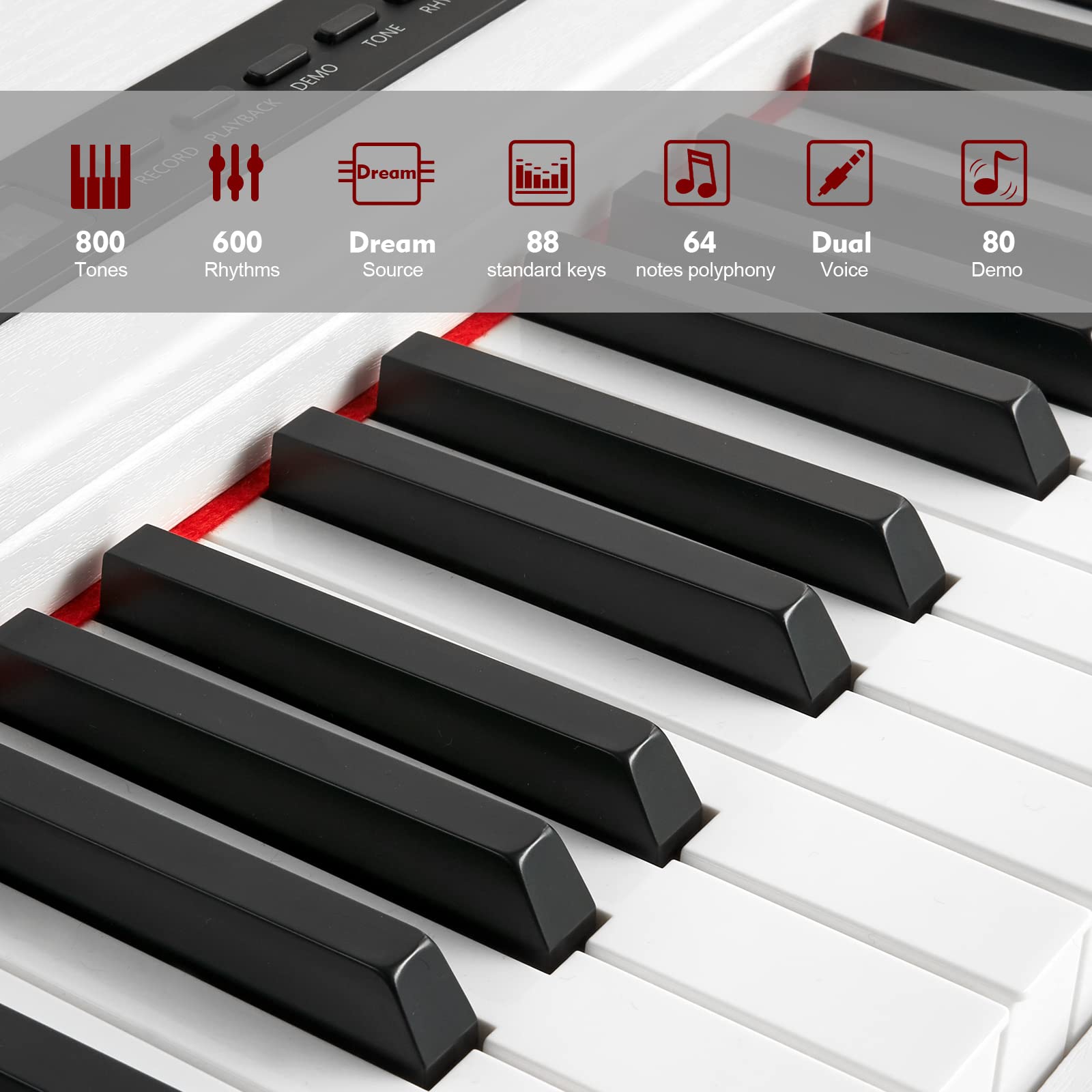 MUSTAR MDP-1300 88-Key Weighted Hammer Action Digital Piano with Stand | Full-Size Electric Keyboard for Beginners | Includes Portable Case & Sustain Pedal in White | Perfect for Home Practice, Music Lessons & Live Performances