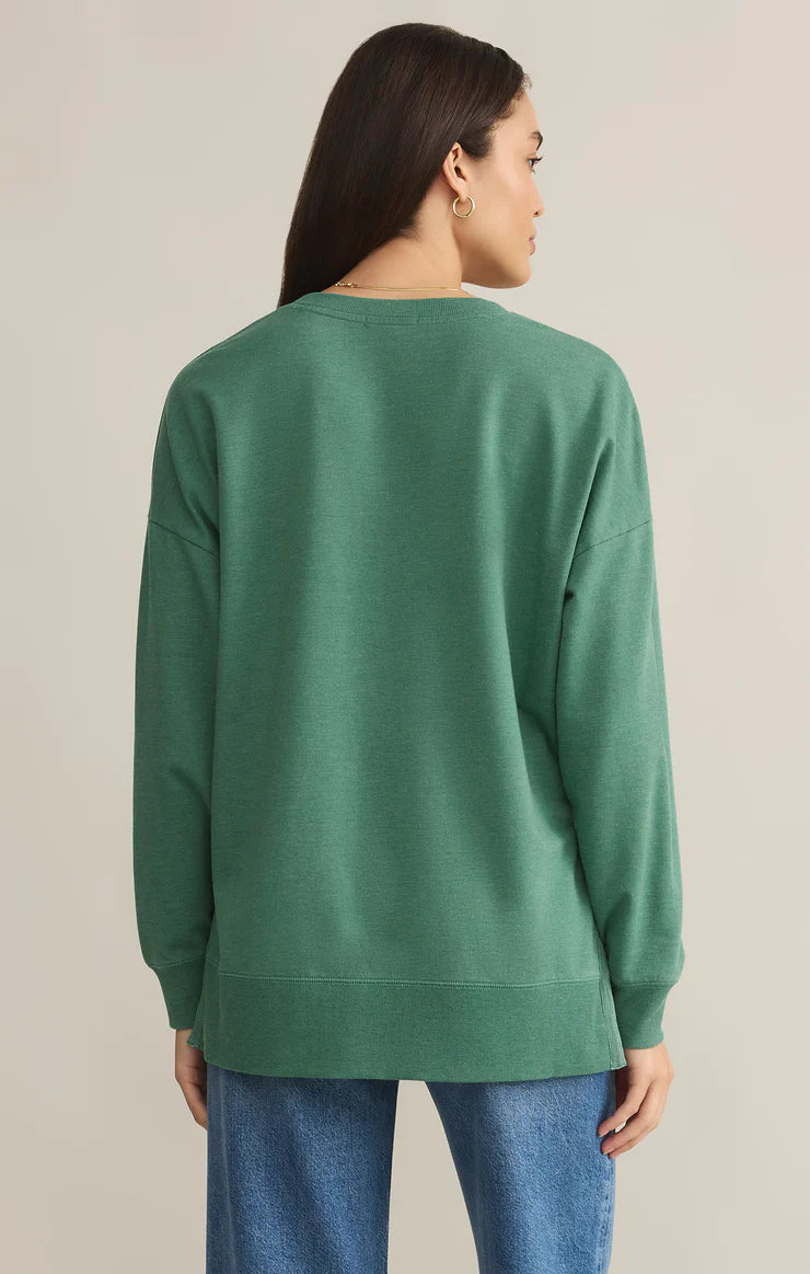 Z Supply Modern V Neck Weekender T-Shirt in Botanical Green - Soft & Comfortable Casual Wear for Women, Perfect for Weekend Outings, Travel, and Everyday Style