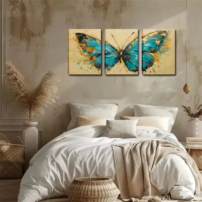 3-Piece Dark Green Butterfly Triptych Wall Art Set - 40x60cm Framed Canvas Prints | High-Quality Australian Made | Perfect for Living Room, Bedroom & Office Decor