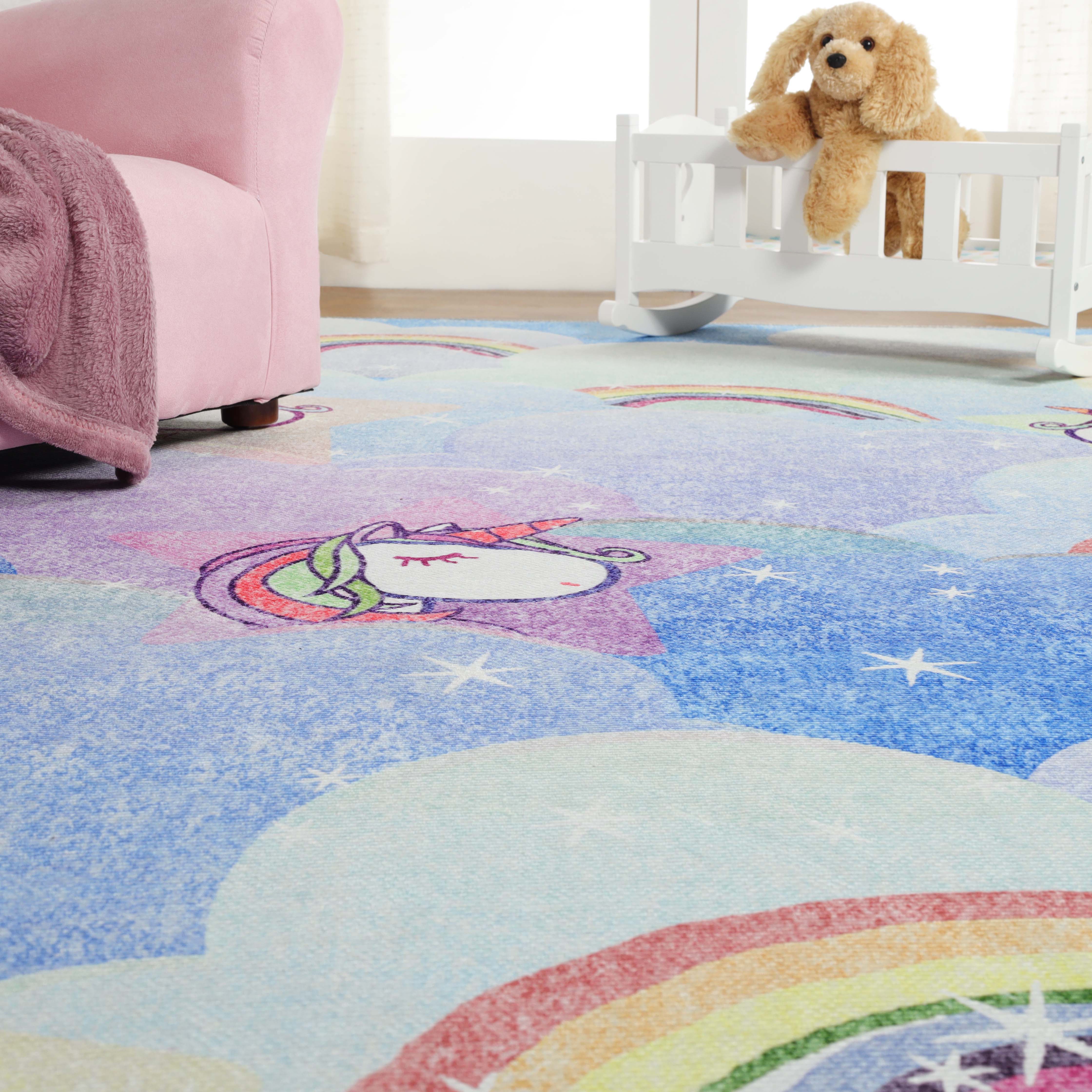Unicorn Rainbow Kids Playroom Rug - Soft Non-Slip Nursery Carpet for Toddlers & Children | Perfect for Bedroom, Play Area & Daycare Floor Decor