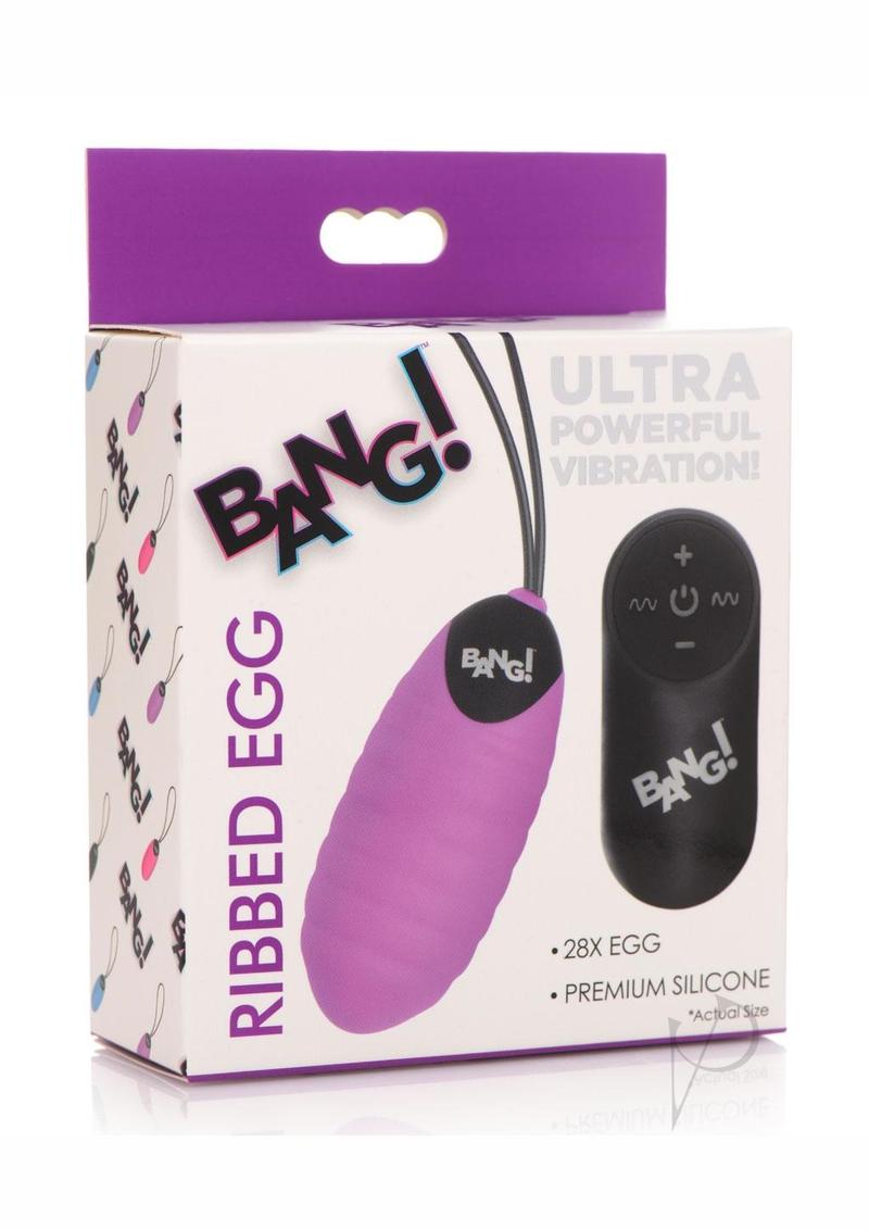 28X Ribbed Rechargeable Silicone Egg Vibrator with Remote Control - Purple, Waterproof & Powerful for Couples Play & Solo Pleasure - Perfect for Bedroom Fun & Romantic Gifts