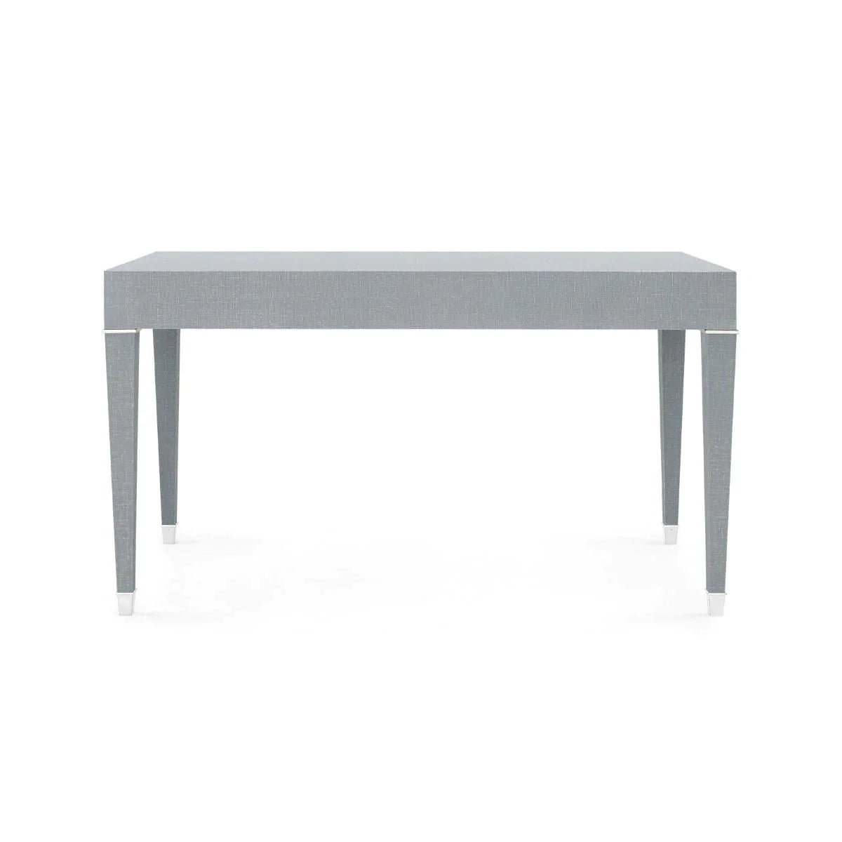 Claudette Desk - Winter Wash Gray Lacquered Linen Finish with Nickel Hardware - Modern Home Office Desk for Small Spaces & Workspaces