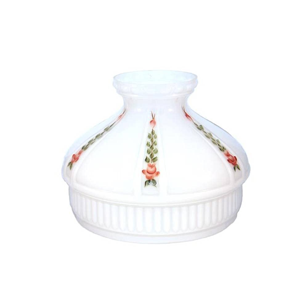 Aladdin Opal with Red Rose Oil Lamp Glass Shade - 10 Inch Vintage Style Decorative Lighting for Home, Bedroom, or Outdoor Patio
