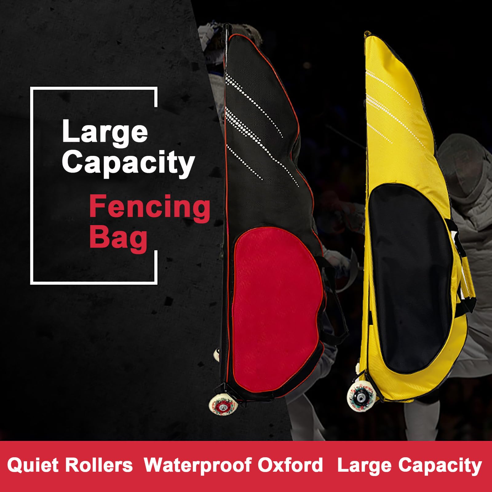 Extra Large Fencing Sword Bag with Wheels - Portable Roller Bag for Epee, Saber & Foil - Heavy Duty Fencing Equipment Storage with Draw-bar - Perfect for Tournaments, Practice & Travel