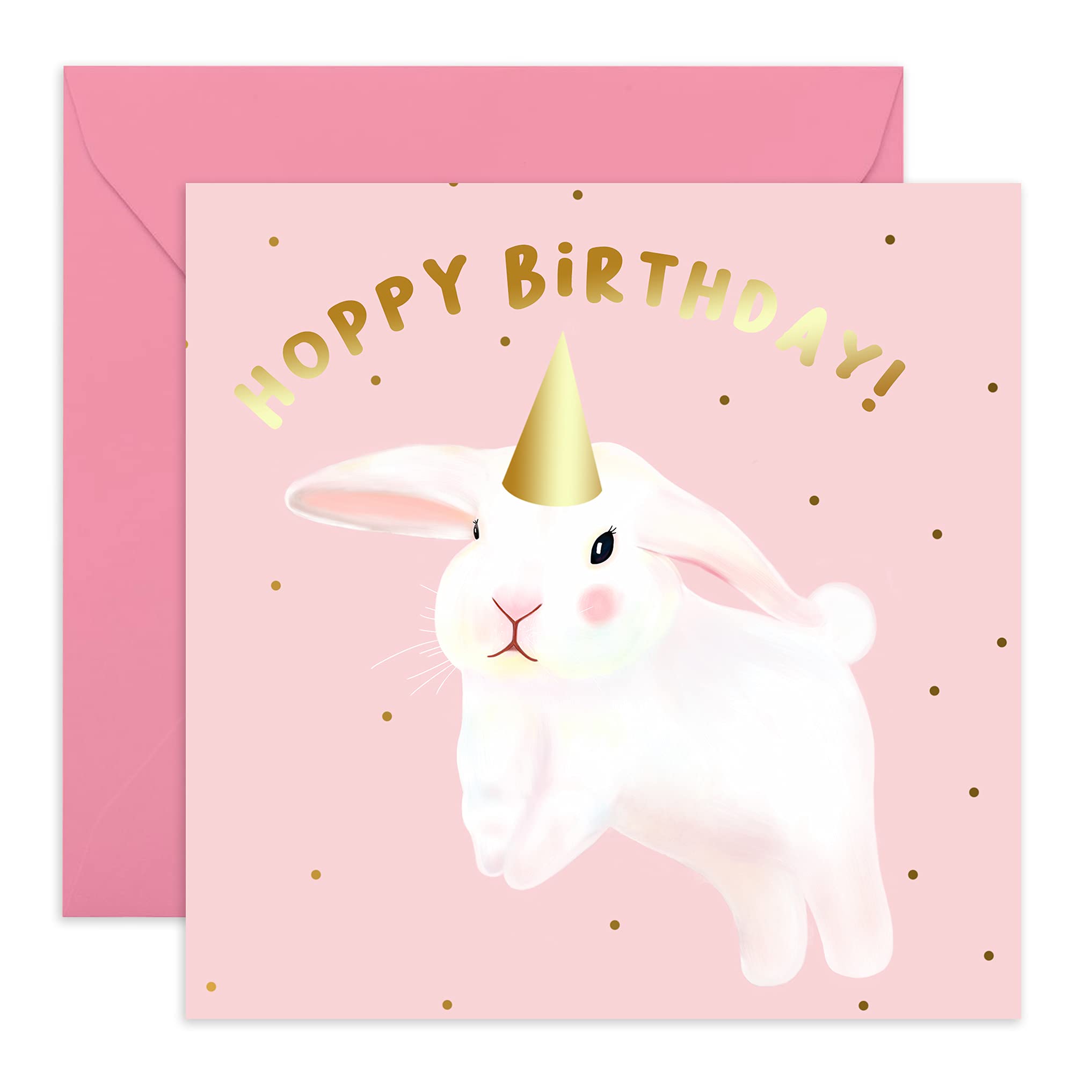 Cute Bunny Rabbit Birthday Card for Daughter - 'Hoppy Birthday' Greeting Card - Sweet Birthday Wishes for Niece, Granddaughter | Perfect for Kids Birthday Parties & Special Celebrations