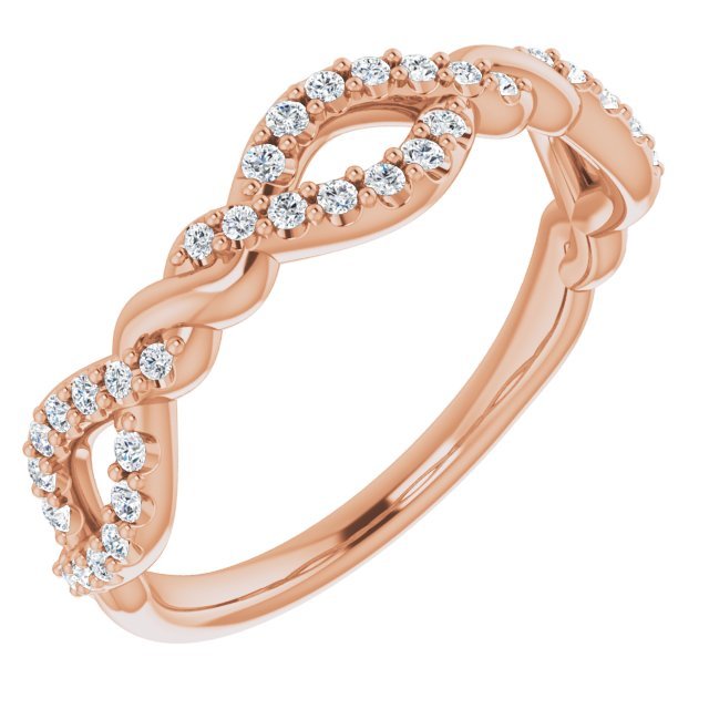 14K Rose Gold 1/5 CTW Diamond Twisted Anniversary Wedding Band Ring for Women - Perfect for Engagements, Anniversaries & Special Occasions