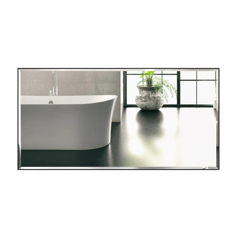 Modern Black Aluminum Framed Beveled Wall Mirror - Sleek Home Decor for Living Room, Bedroom & Entryway - Shatter-Resistant Glass with Stylish Reflections