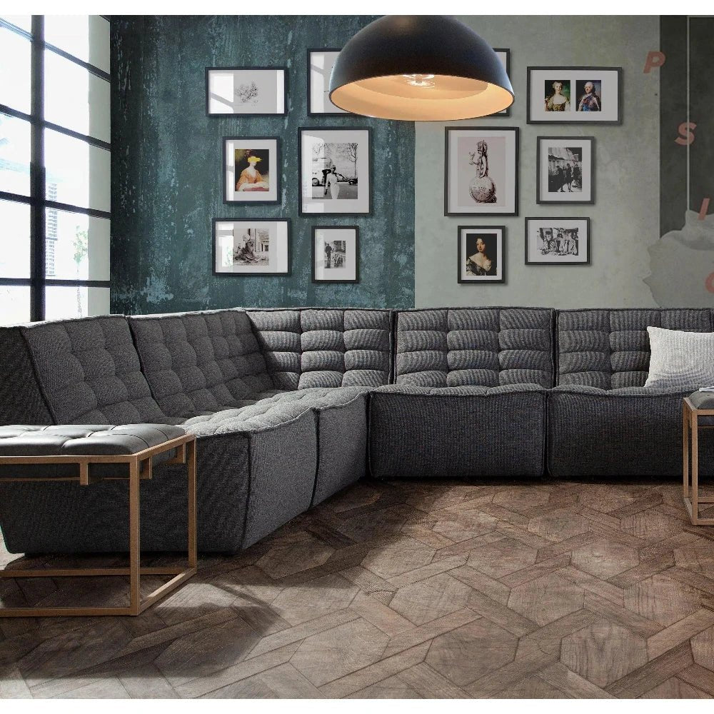 5-Piece Grey Corner Modular Sectional Sofa Set - Modern L-Shaped Couch for Living Room, Lounge & Home Theater