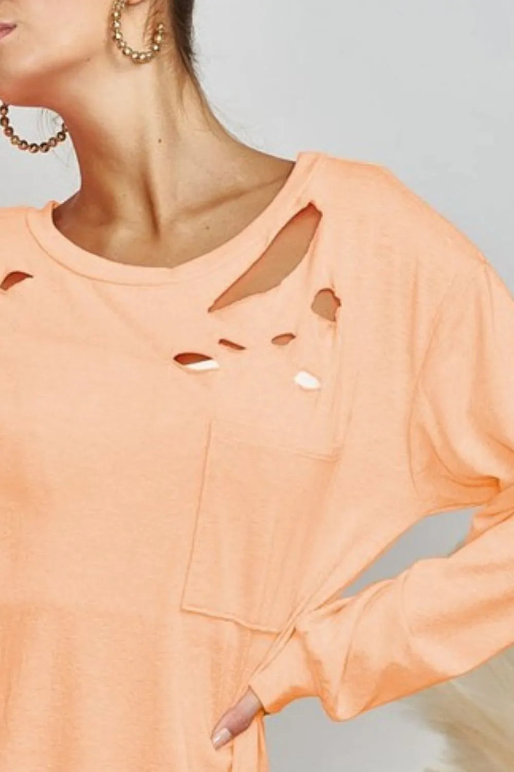 BiBi Triblend Laser Cut Detailed T-Shirt for Women - Soft Comfort Fit Casual Tee for Everyday Wear, Outings & Layering