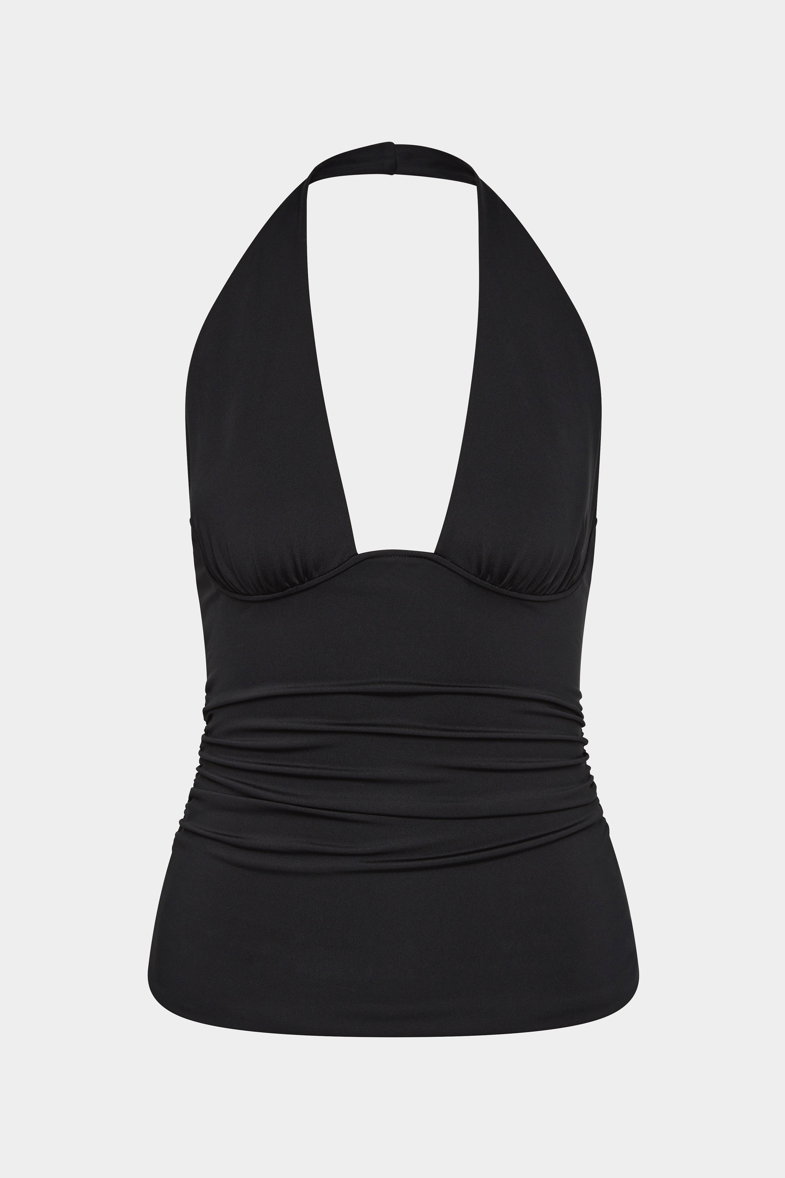 Elm Halter Top for Women - Black Strappy Summer Crop Top | Perfect for Beach, Party & Casual Outfits