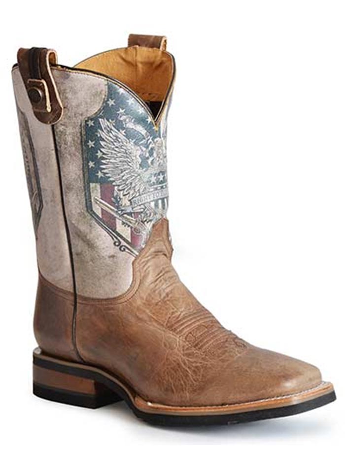 Roper Men's 2nd Amendment Square Toe Western Boots - Brown Leather Cowboy Boots for Country Riding & Outdoor Work | Durable Comfort Boots for Ranchers & Cowboys