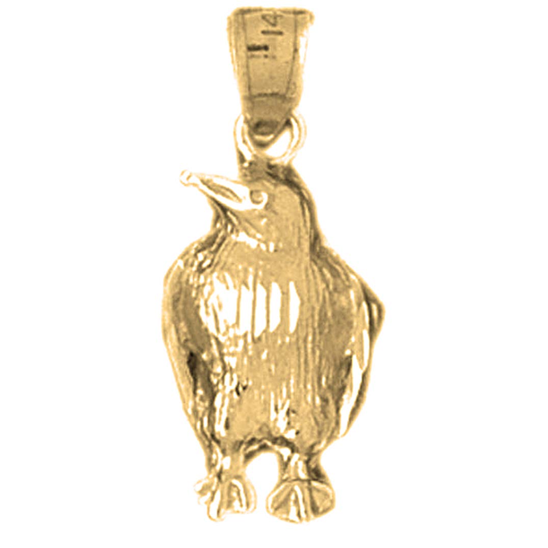 14K Yellow Gold Plated 925 Sterling Silver Baby Penguin Pendant Necklace - 18