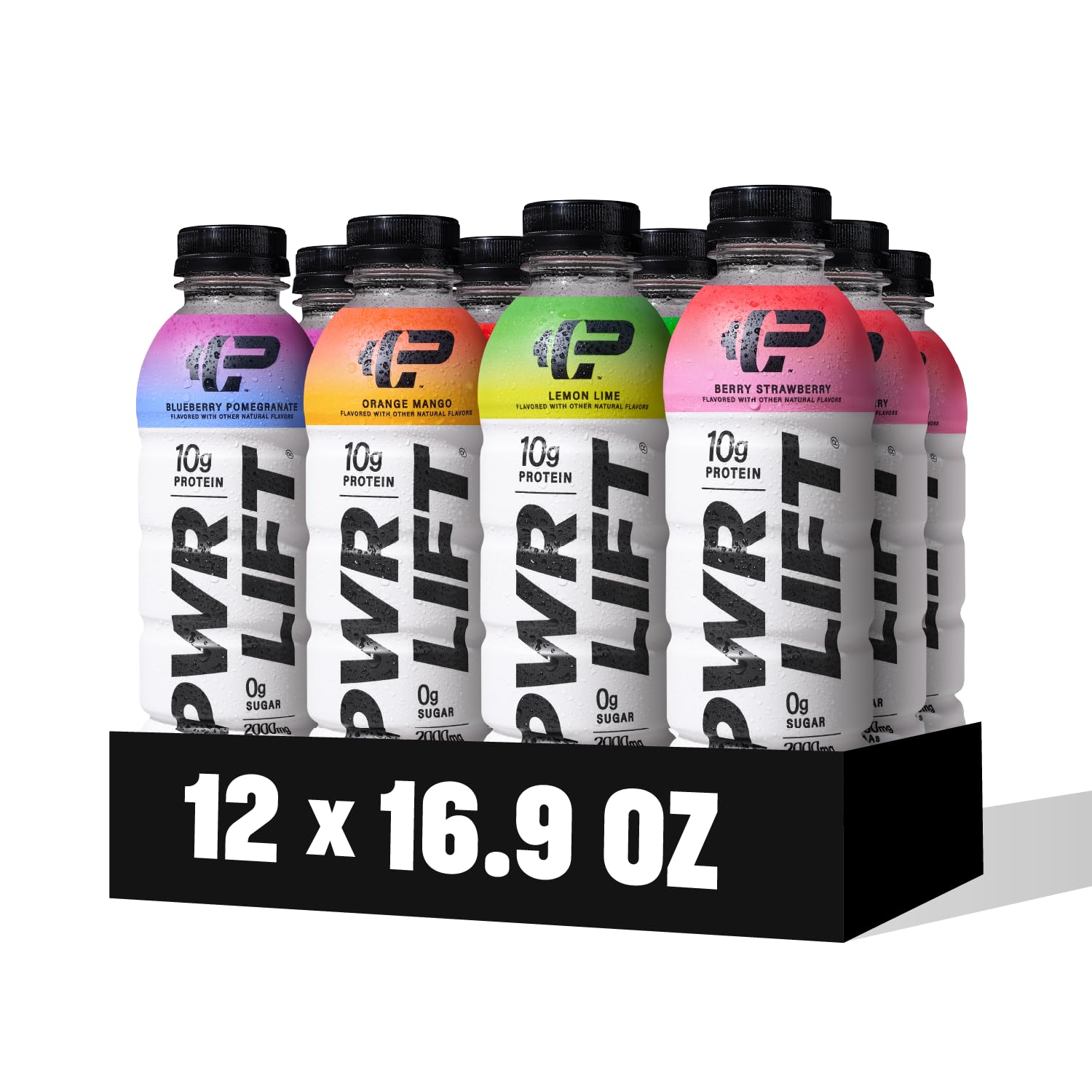 PWR LIFT Whey Protein Water Sports Drink - Keto, Vitamin B, Electrolytes, Zero Sugar, 10g Protein | Post-Workout Recovery & Hydration | Variety Pack 16.9oz (12 Pack) | Perfect for Gym, Running & Outdoor Activities