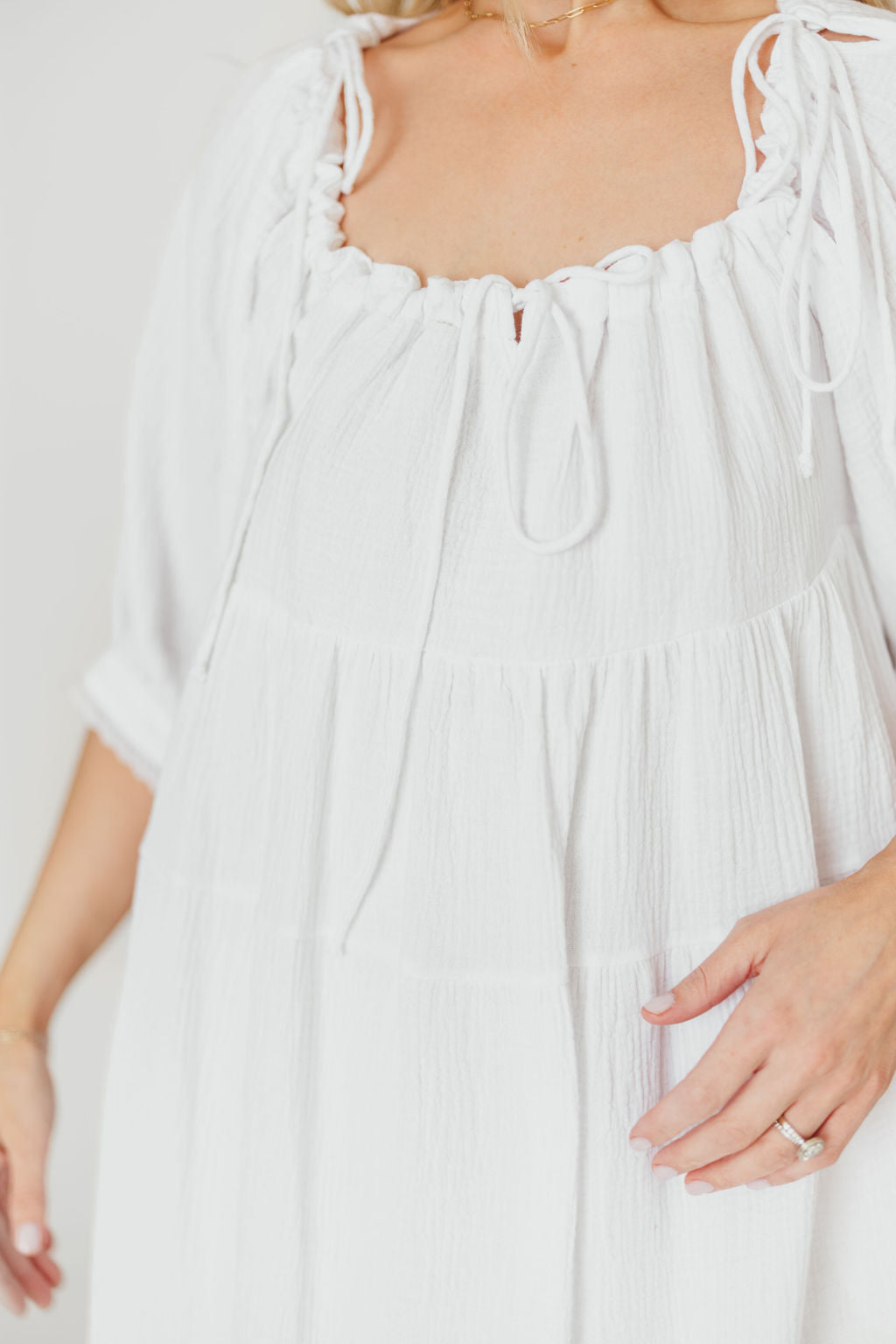 Goddess 100% Cotton Babydoll Maxi Dress - White Maternity Dress for Pregnancy, Bump Friendly & Comfortable - Perfect for Baby Showers, Maternity Photos & Summer Outfits
