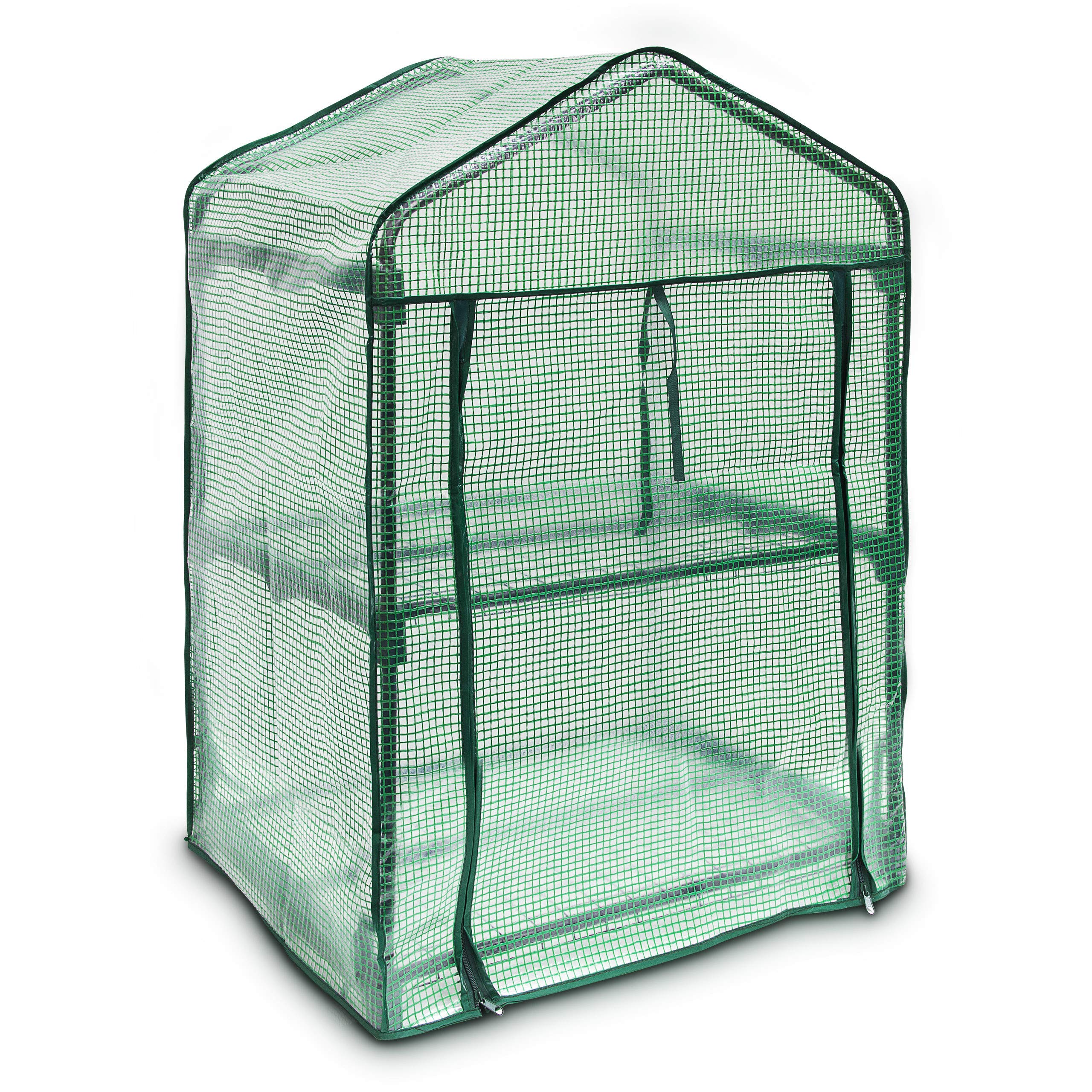 Relaxdays 2-Tier Greenhouse with Tear-Resistant Cover, 60 x 46 cm (23.6 x 18.1 in) - Ideal for Indoor Herb Gardens, Seed Starting & Small Plant Protection