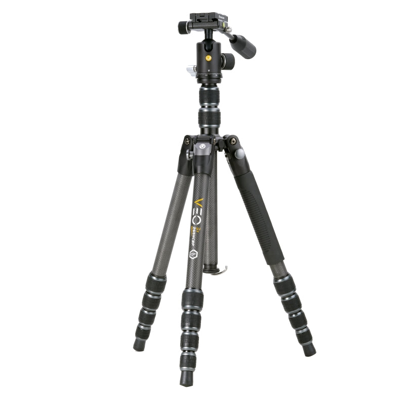 VEO 3T 265HCBP Carbon Fiber Travel Tripod with Extended Height - Lightweight Compact Camera Stand for Photography, Hiking & Outdoor Adventures