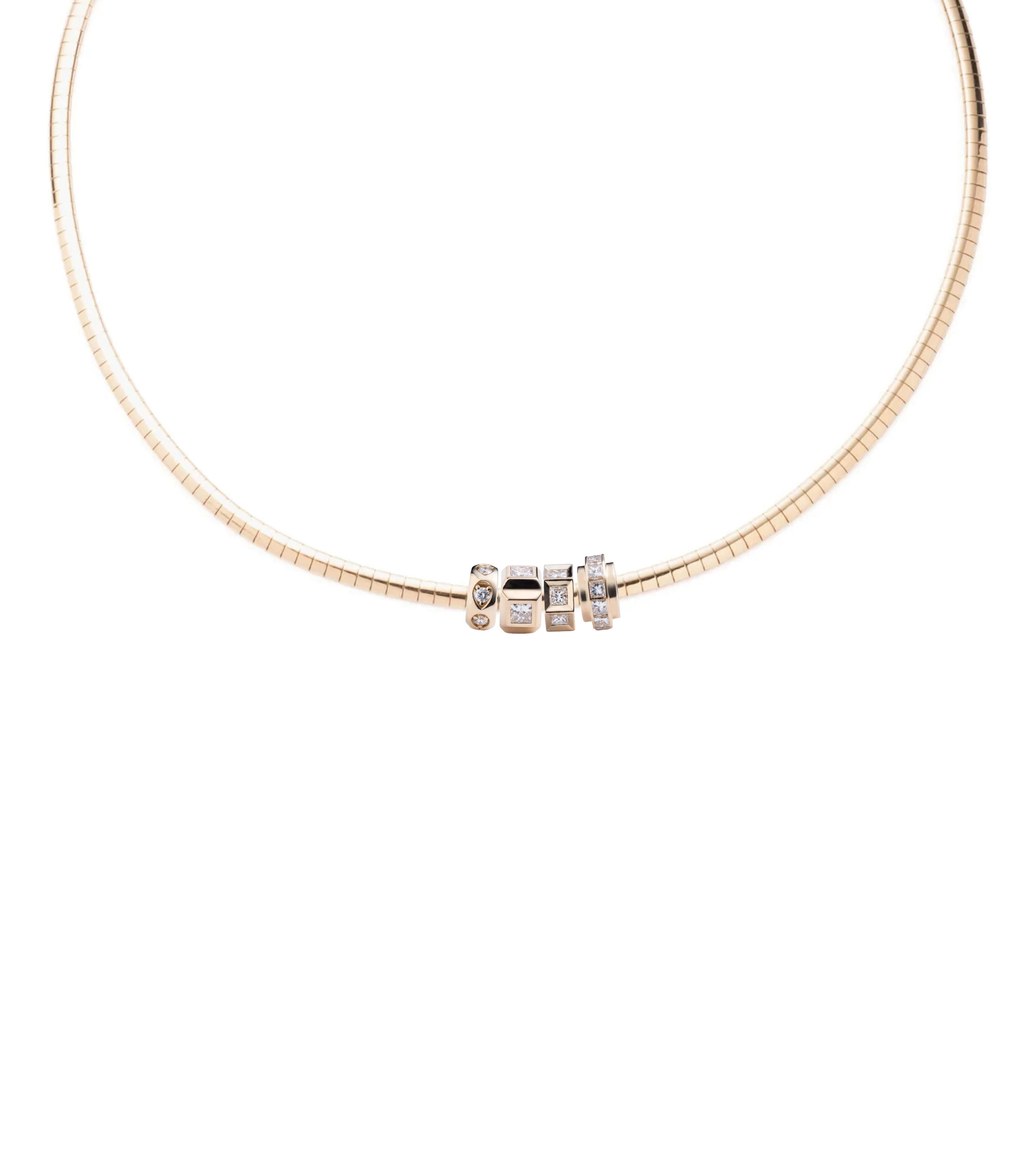 Elegant Heartbeat Small Sleek Collar Necklace in 14K Yellow Gold with Genuine Diamonds - Perfect for Weddings, Anniversaries & Romantic Gifts