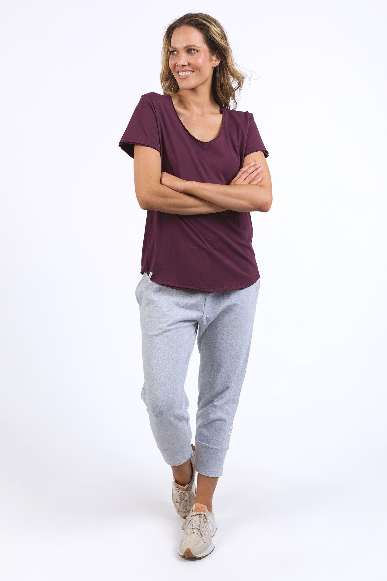 Premium Pima Cotton V-Neck T-Shirt for Women - Soft & Breathable Merlot Red Tee - Perfect for Casual Wear, Layering & Everyday Comfort