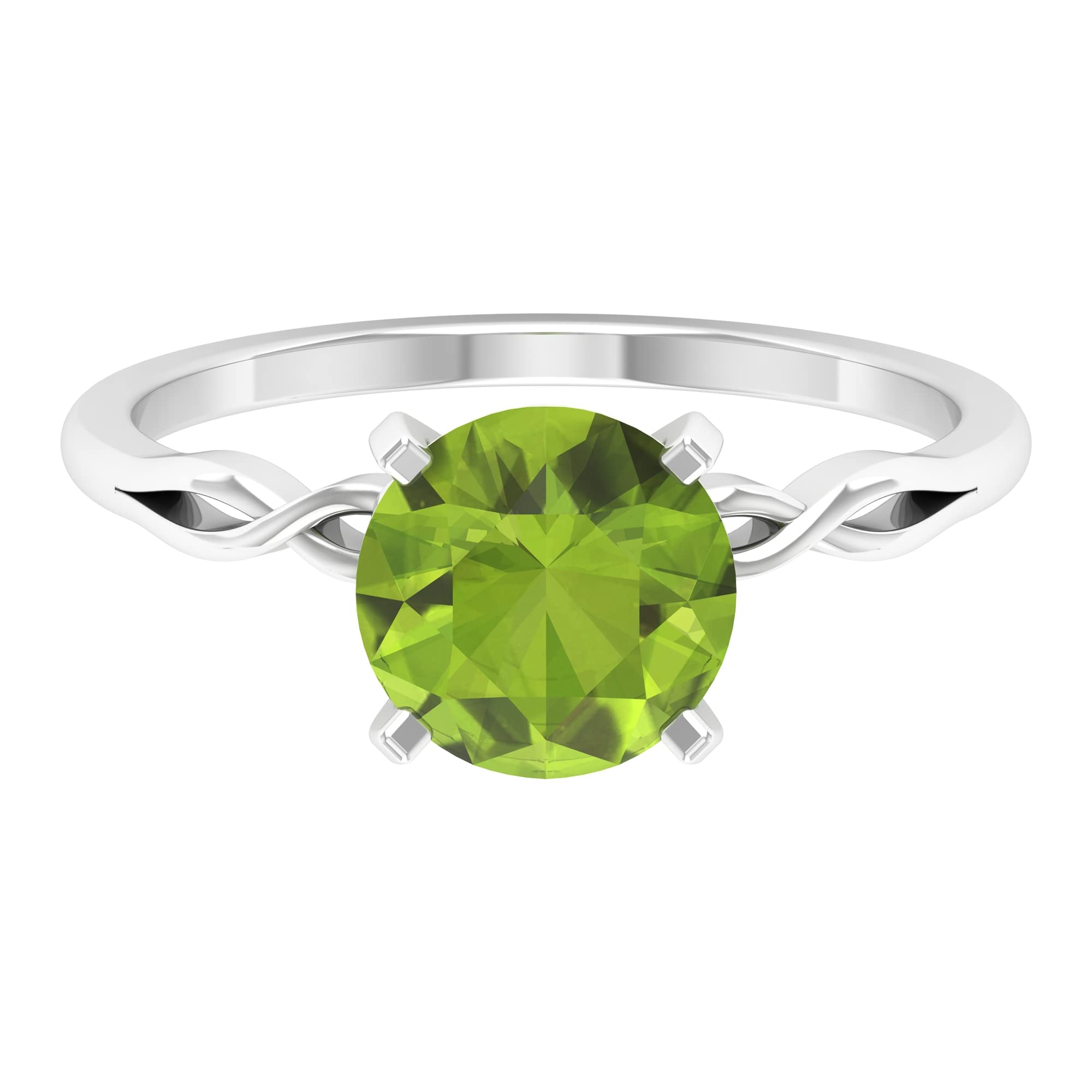 8mm Round Cut 2CT Certified Peridot Solitaire Ring for Women in 14K Solid Gold | Elegant Birthstone Jewelry Gift for August, Anniversary & Special Occasions