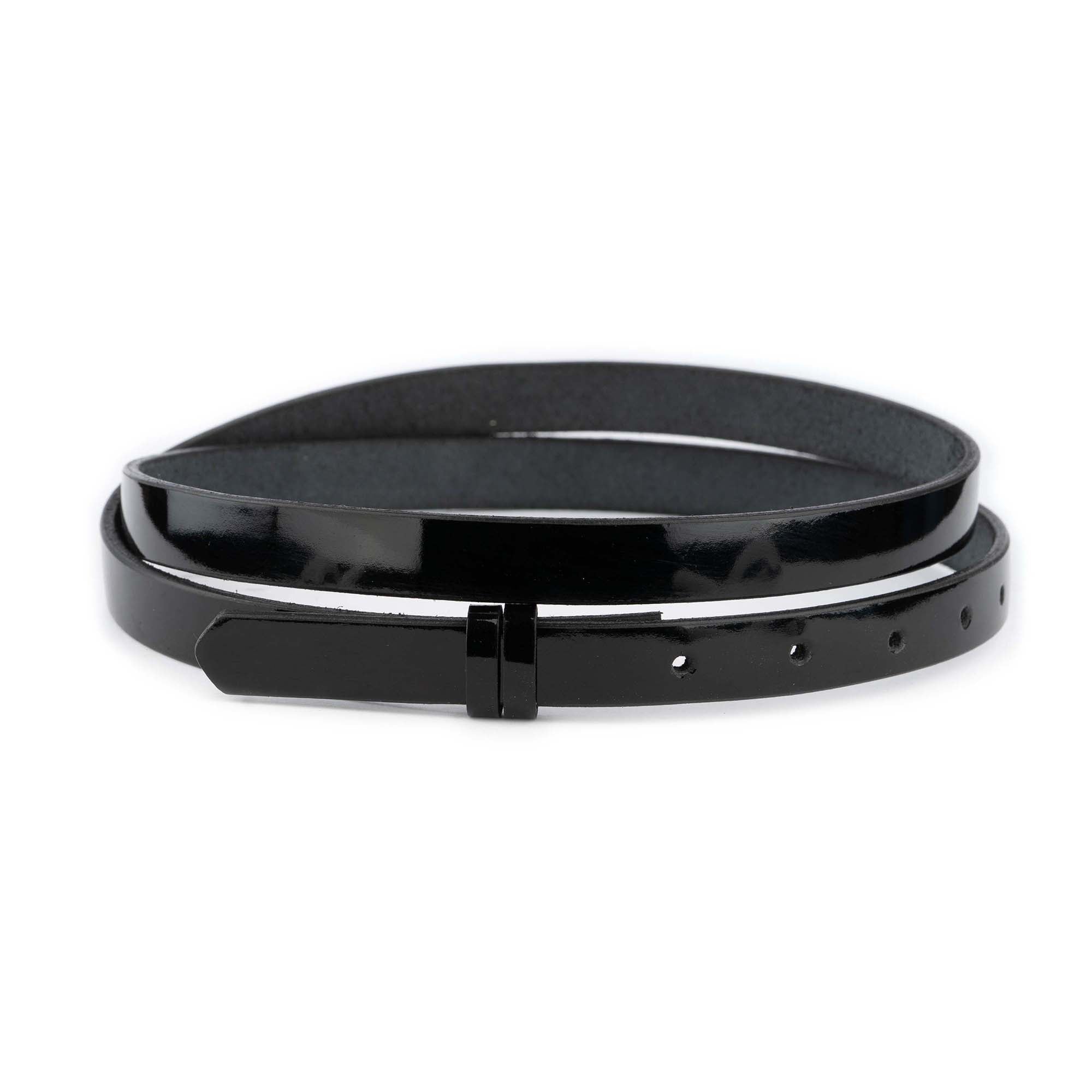 5/8 Inch Black Patent Leather Belt Strap Replacement for Ferragamo Buckles - Elegant Dress Belt for Men & Women, Perfect for Office, Formal Events & Business Attire