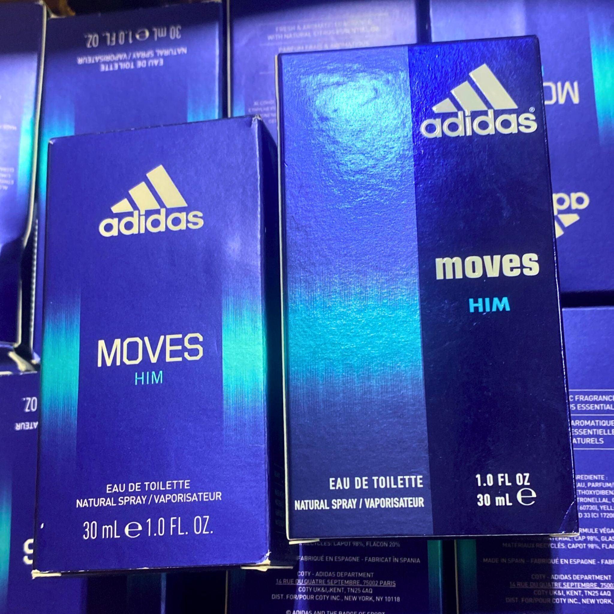 Adidas Moves Him Eau De Toilette Natural Spray for Men - 1 oz (80 Pcs Bulk Lot) | Fresh Cologne Gift Set for Daily Wear, Gym & Night Out