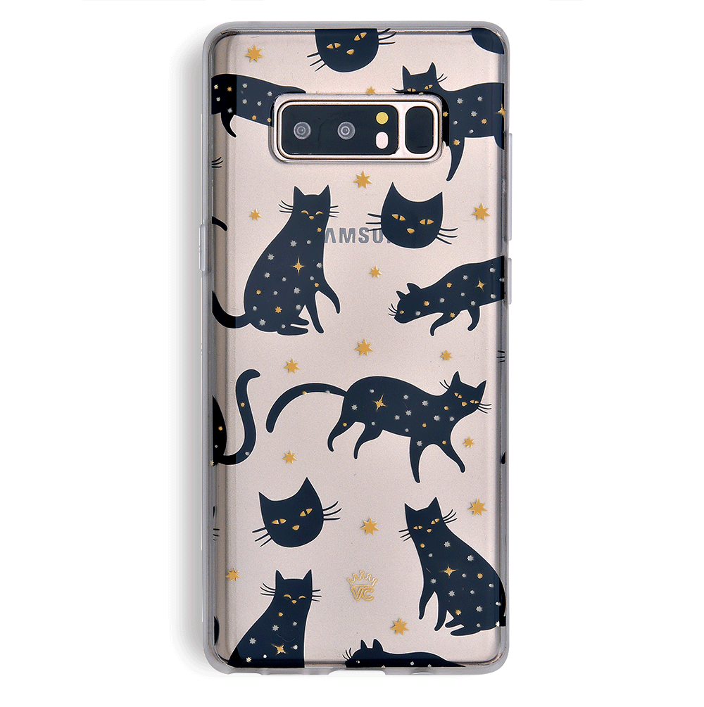 Black Cat Clear Samsung Galaxy Case - Slim Protective Phone Cover for Galaxy S21/S22/S23 - Perfect for Everyday Use & Gift Giving