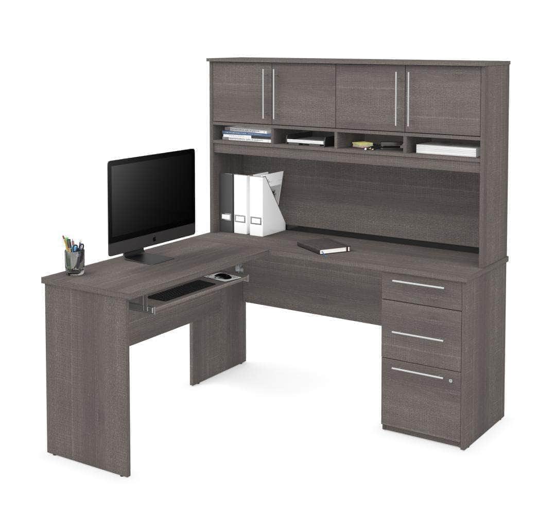 Innova L-Shaped Desk with Pedestal and Hutch - 2 Color Options for Home Office & Gaming Setup