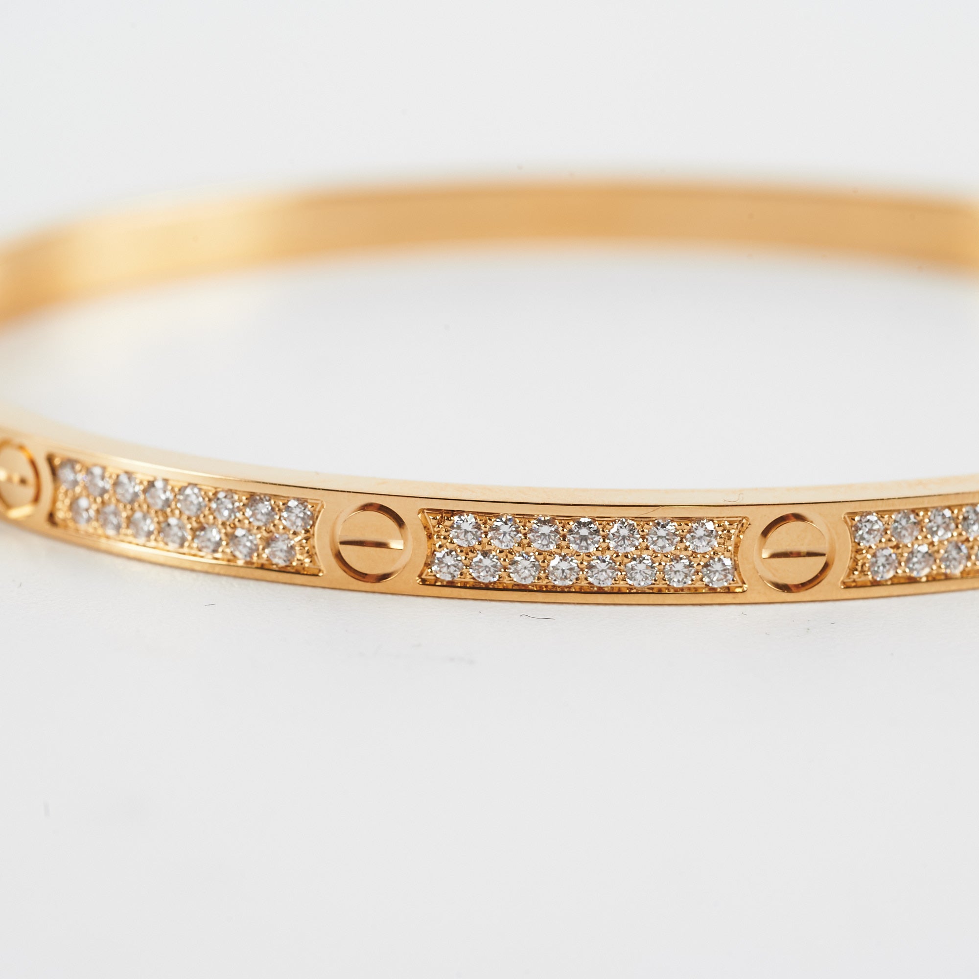 Cartier Love Bangle Pave Diamonds Yellow Gold Bracelet (Size 17) - Luxury Jewelry for Women, Perfect for Anniversaries & Special Occasions