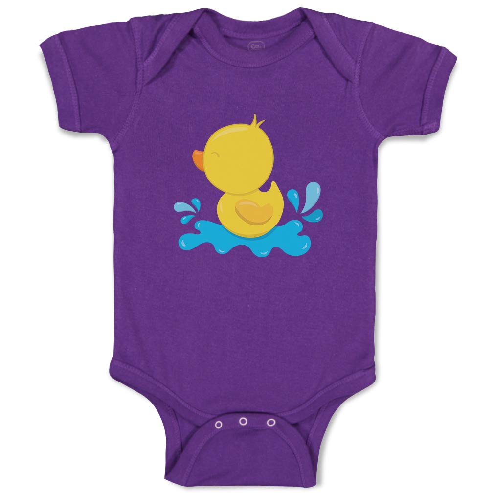Cute Striped Baby Bodysuit - Funny Duck Design for Swimming & Play