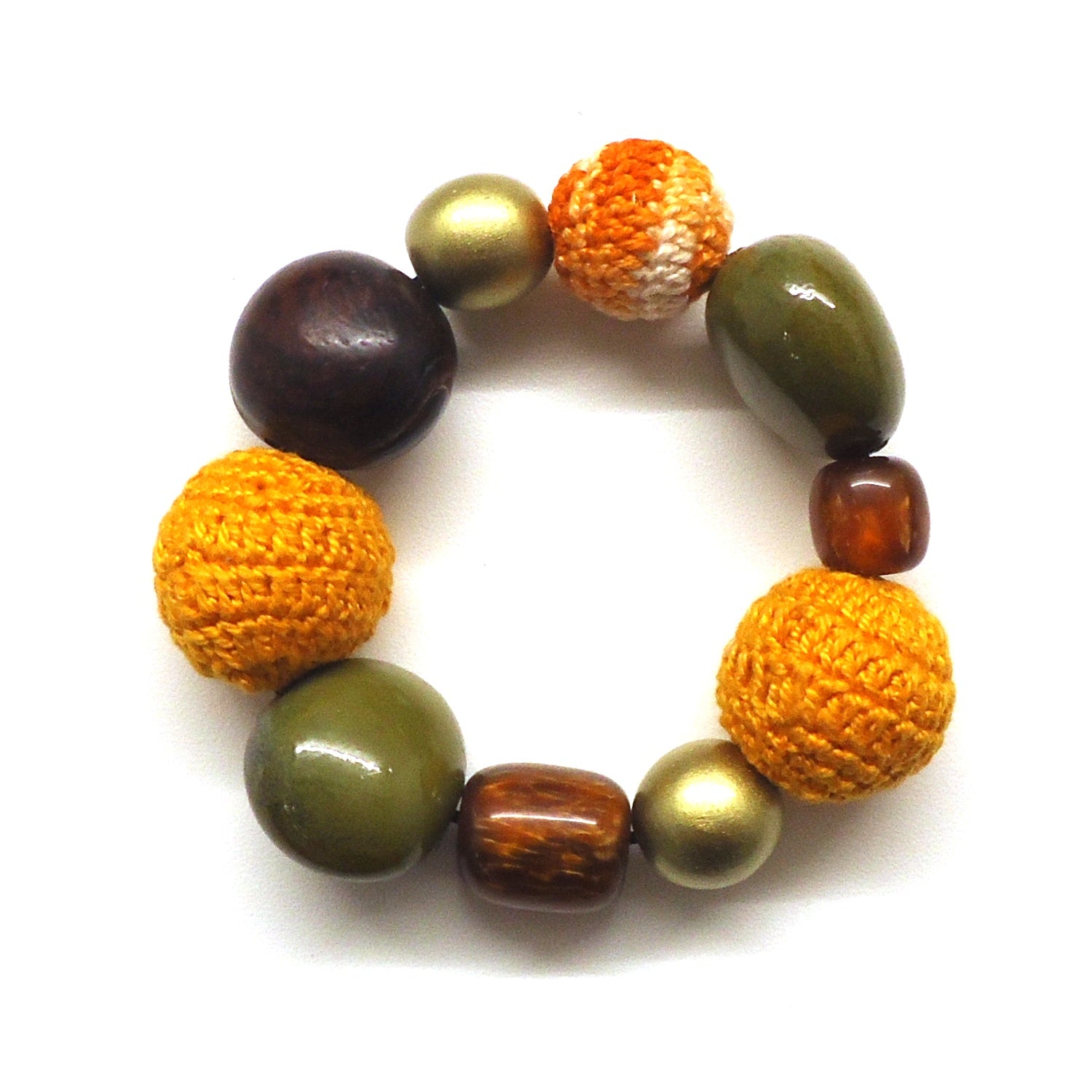 Stylish Multi Bead Bracelet in Orange & Brown - Perfect for Boho Fashion & Everyday Accessories