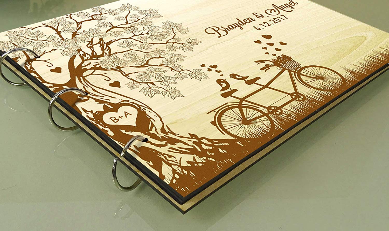Handmade Personalized Rustic Wooden Wedding Guest Book with Engraved Names - Perfect for Tree-Themed Weddings, Anniversaries & Special Events