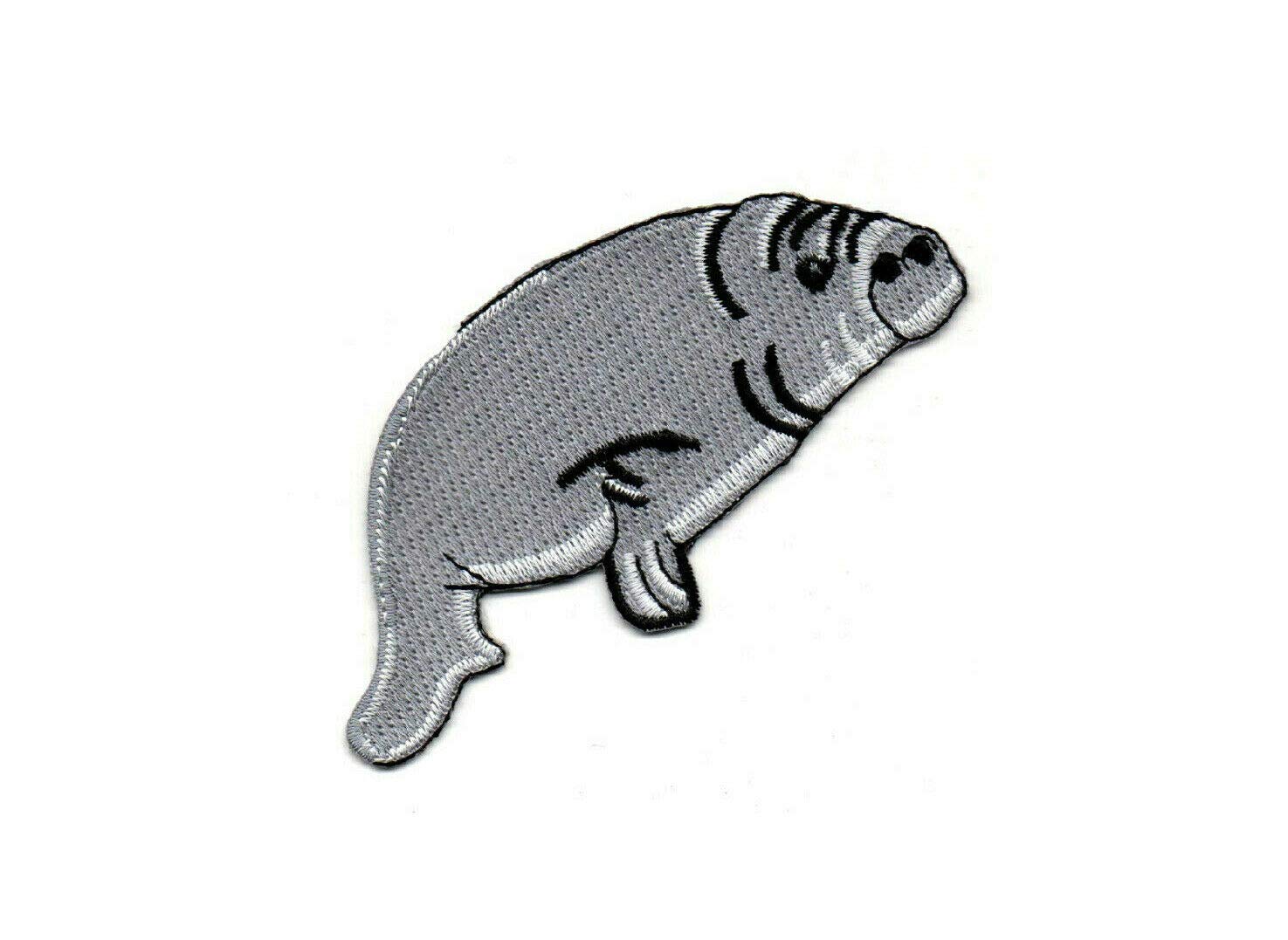 Manatee Sea Cow Aquatic Animal Embroidered Iron On Applique Patch for Jackets, Backpacks & DIY Crafts - Marine Life Sewing Accessories