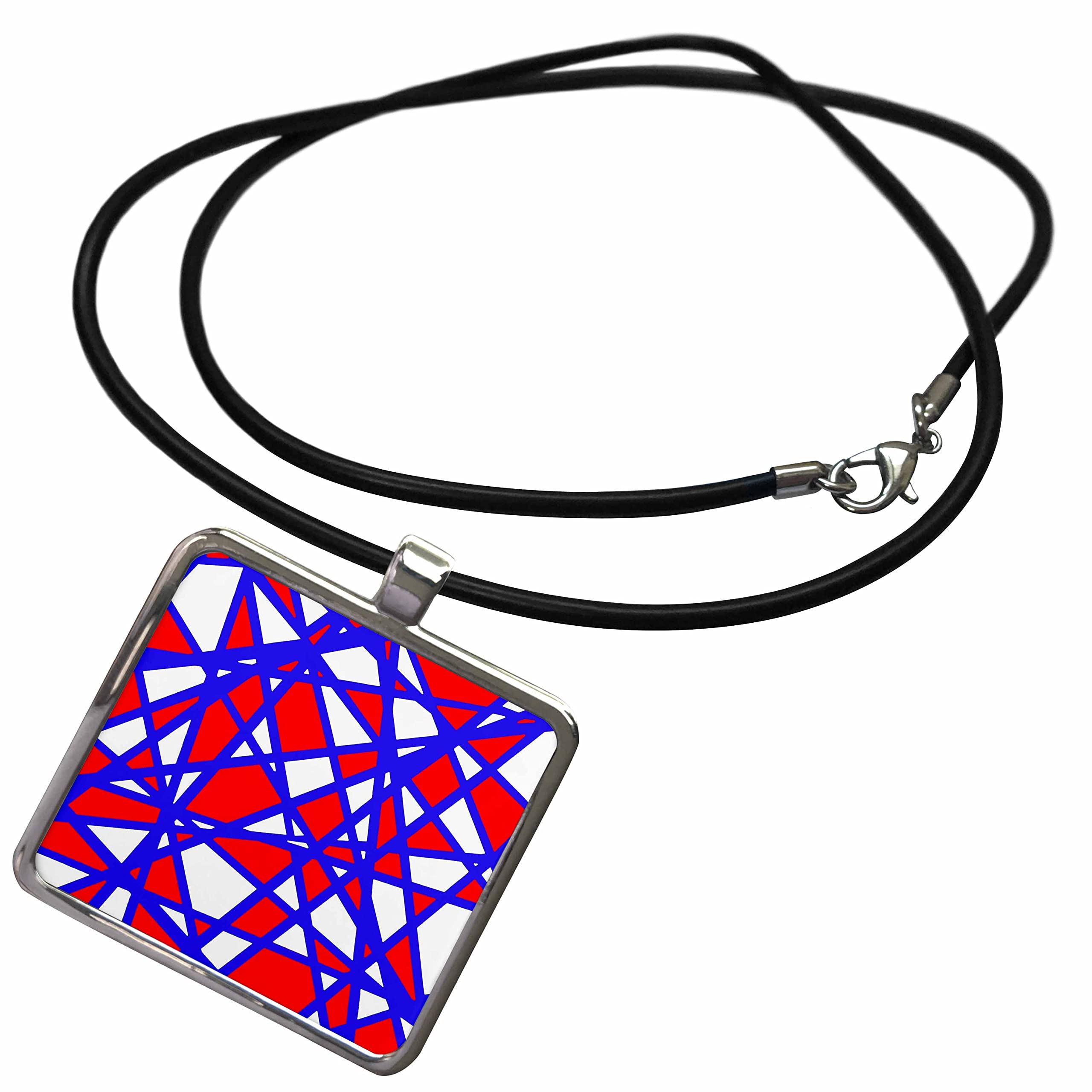 3D Rose Abstract Art Pendant Necklace - Irregular White Shapes with Red Accents (ncl_355310) | Unique Fashion Jewelry for Women, Gift for Her, Perfect for Casual Wear & Special Occasions