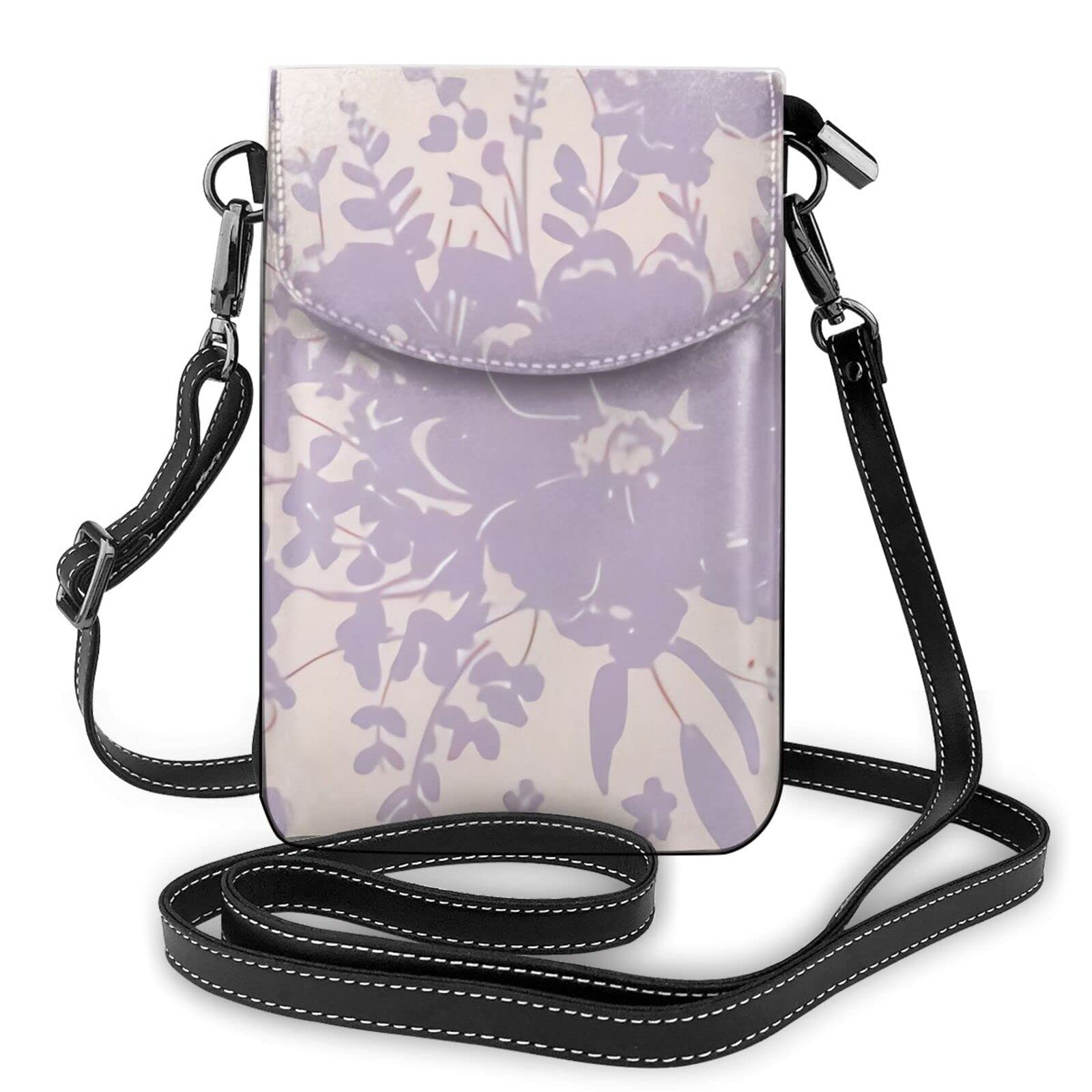 Vintage Lilac Floral Crossbody Phone Purse for Women - PU Leather Small Wallet Shoulder Bag - Perfect for Daily Use, Travel & Shopping