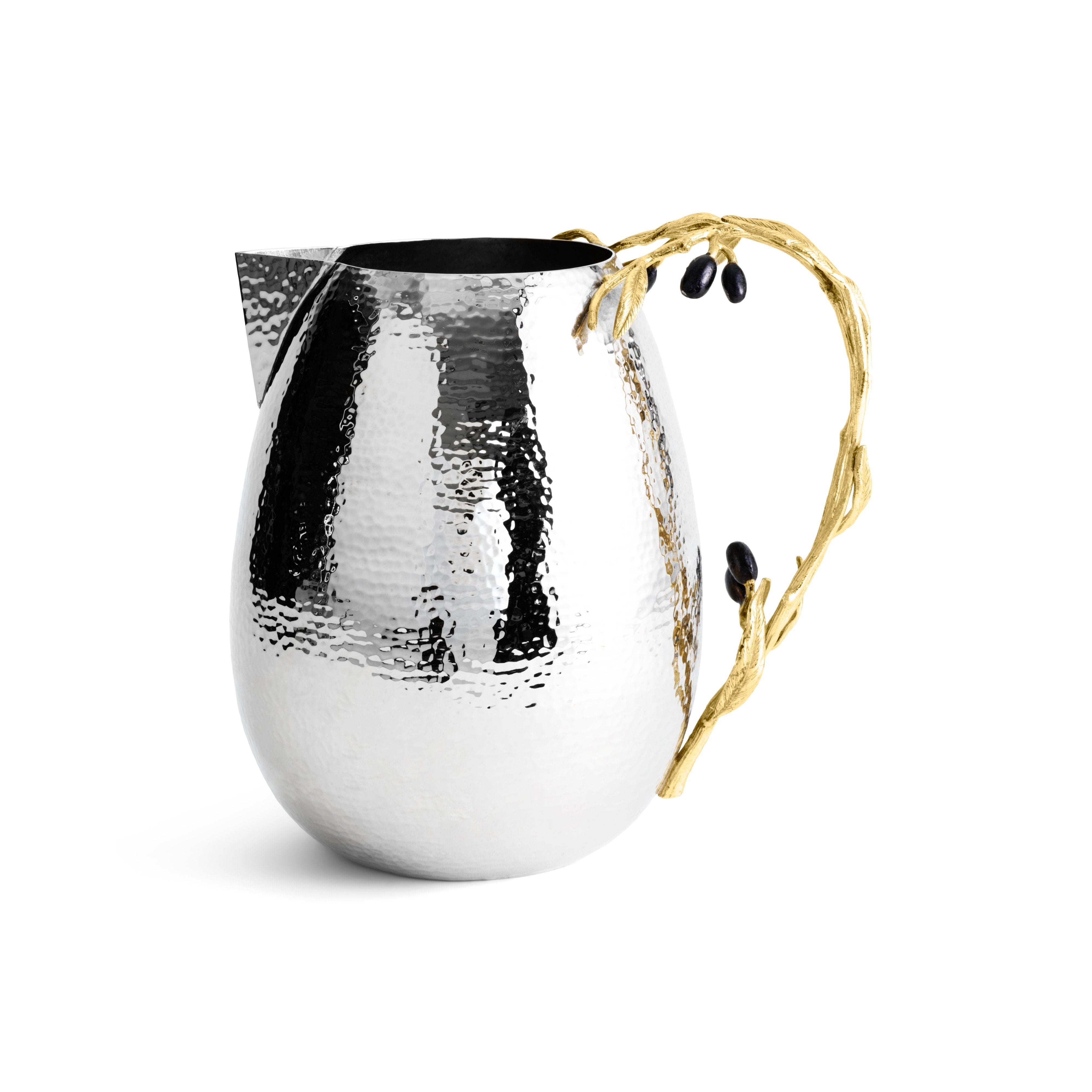 Premium Olive Branch Pitcher - Elegant Glass Water Pitcher with Handcrafted Olive Branch Design - Perfect for Home Decor, Dinner Parties & Outdoor Entertaining