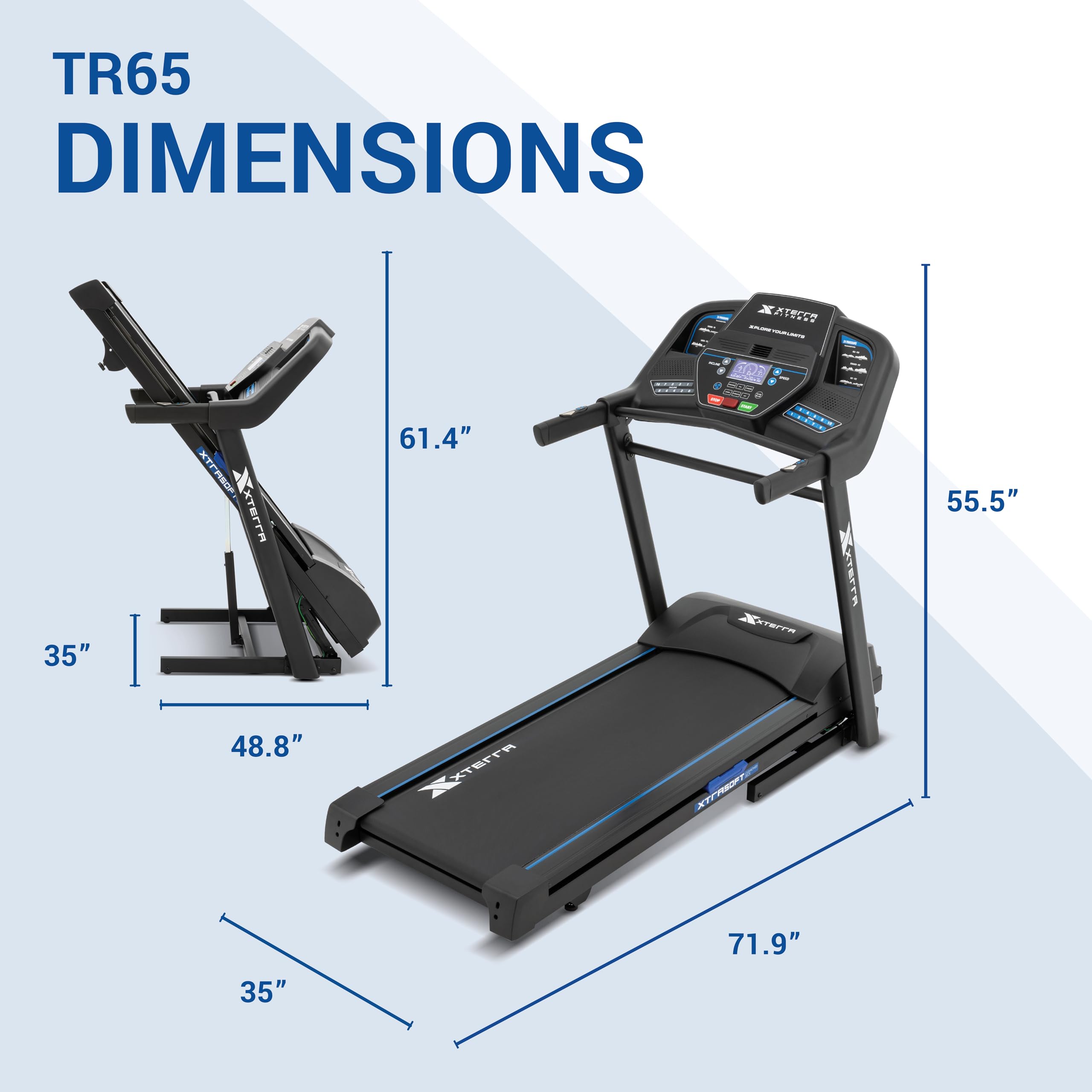 XTERRA Fitness Sport Series Premium Folding Smart Treadmill with Bluetooth & App - Adjustable Speed & Incline Controls, XTRASoft Cushioned Running Deck - Perfect for Home Gym, Cardio Workouts & Indoor Running Training