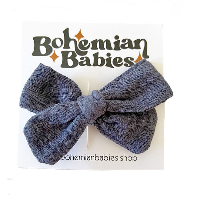 Bohemian Baby Muslin Hair Bow Clip - Soft Cotton Headband for Girls & Toddlers - Perfect for Parties, Photography & Everyday Style
