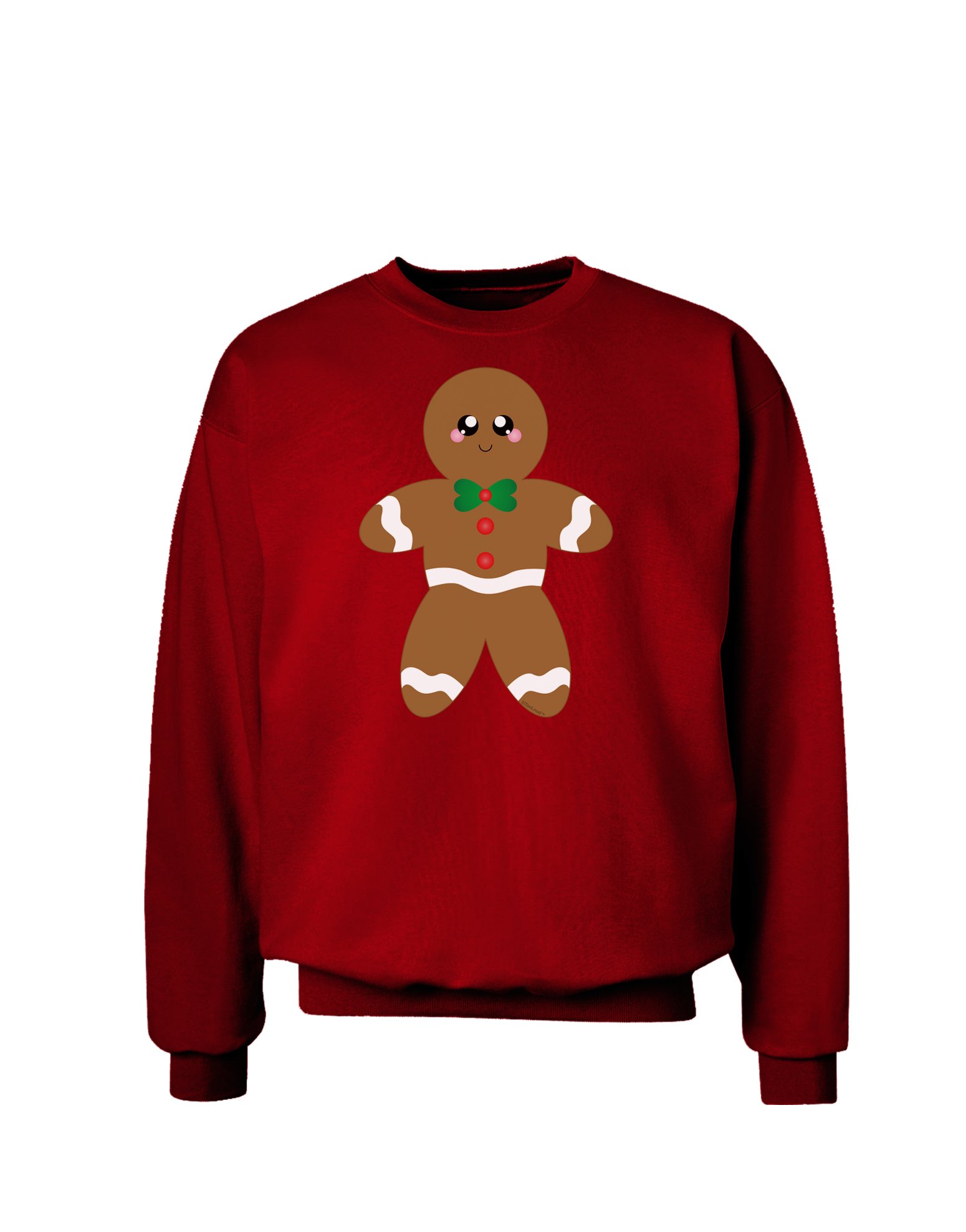 TooLoud Cute Gingerbread Man Christmas Sweatshirt for Adults - Cozy Holiday Pullover for Winter Parties & Family Gatherings