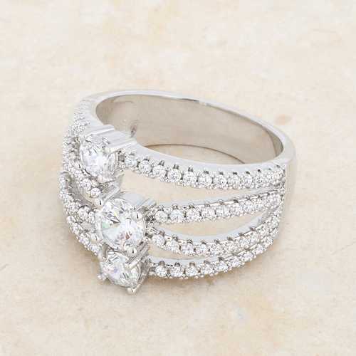1.8ct CZ Statement Ring for Women - Elegant Rhodium Plated Cubic Zirconia Cocktail Ring | Perfect for Parties, Weddings & Special Occasions