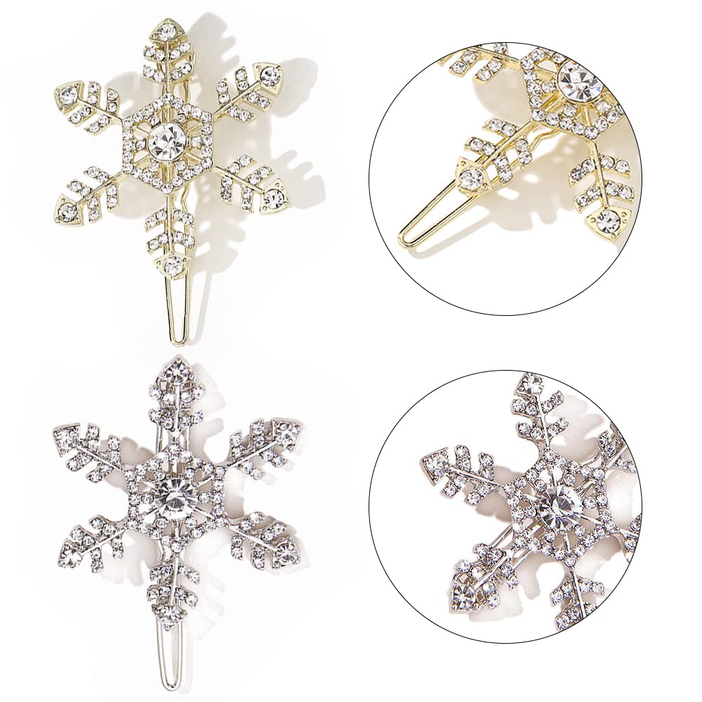 4 Pcs Silver Crystal Hair Clips - Snowflake Hair Barrettes for Women & Girls | Elegant Hair Accessories for Parties, Weddings & Daily Wear