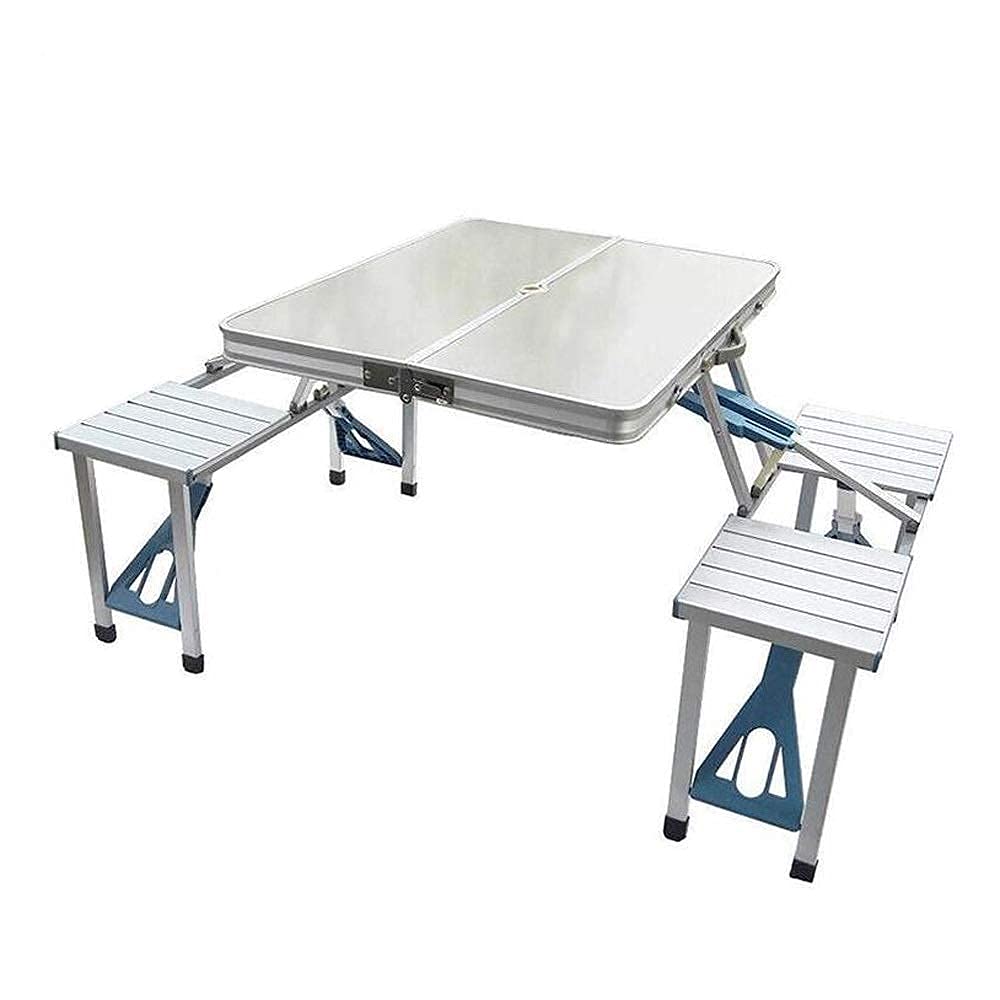 KAUTO Folding Table and Chairs Set - Portable Outdoor Picnic Table with Self-Drinking Function, Multi-Person Garden Leisure Furniture for Camping, Beach, Backyard & Tailgating Parties