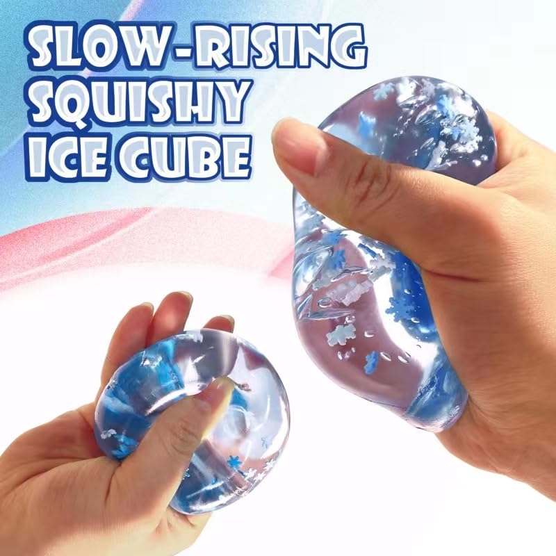 Squishy Ice Cube Stress Balls 3-Pack - Sensory Fidget Toys for Kids & Adults - Anxiety Relief, Autism & ADHD Calming Tools - Fun Squishy Stress Relief for Office, School, and Home Use