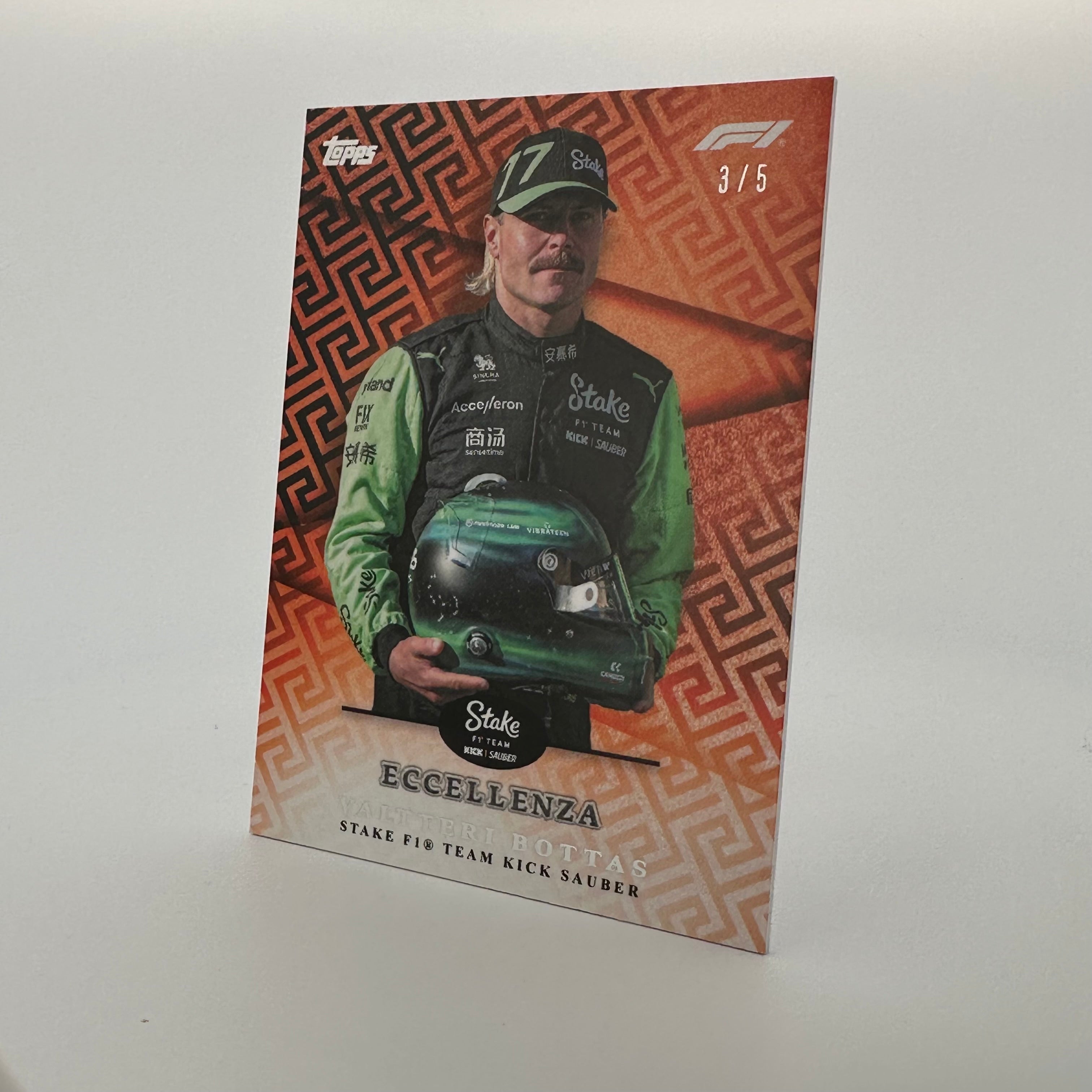 2024 Topps Eccellenza F1 Valtteri Bottas Orange Driver Card - Perfect for F1 Collectors and Racing Fans