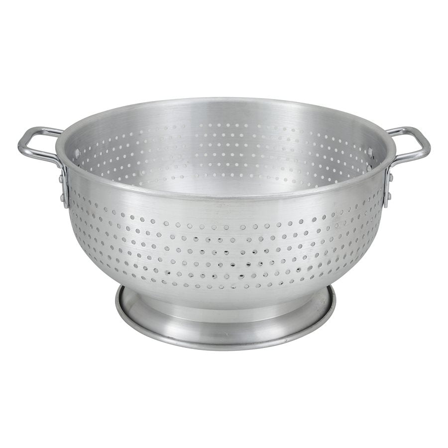 Winco 16 Qt Aluminum Colander - Heavy Duty Stainless Steel Pasta Strainer with Handles for Kitchen, Cooking & Draining Pasta, Vegetables, Fruits - Perfect for Home, Restaurant & Commercial Use