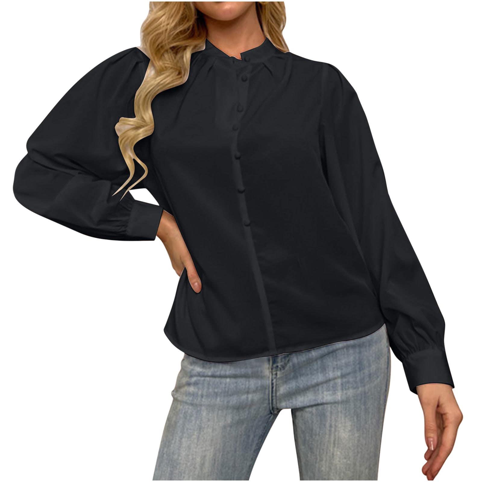 Women's Mandarin Collar Office Blouse - V-Neck Long Sleeve Shirt for Business Casual & Professional Workwear | Perfect for Office, Meetings & Formal Occasions
