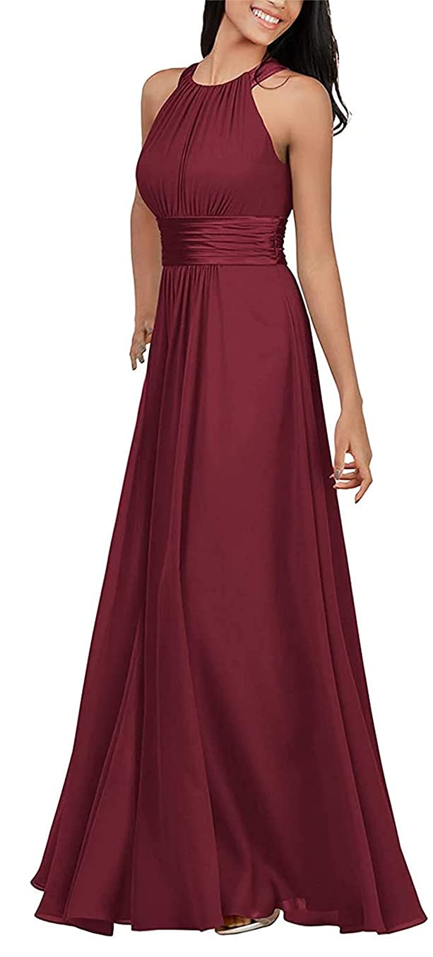 Elegant Sleeveless Bridesmaid Dresses with Empire Waist & Long Skirt - Halter Formal Wedding Gowns for Maid of Honor & Bridal Party - Perfect for Beach Weddings, Church Ceremonies & Evening Receptions
