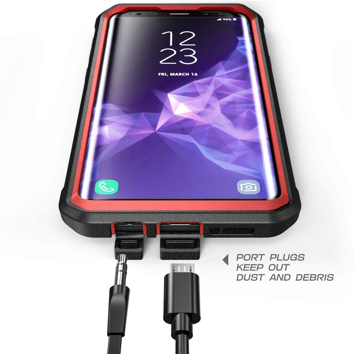 Samsung Galaxy S9 Unicorn Beetle Pro Full-Body Rugged Holster Case - Heavy Duty Protection with Kickstand (Metallic Red) - Perfect for Outdoor, Construction & Extreme Sports