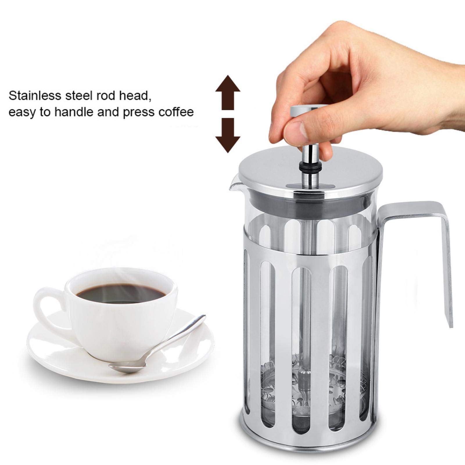 Premium Stainless Steel French Press Coffee Maker with Glass Carafe - 34oz Household Coffee & Tea Maker for Rich Flavor - Ideal for Home, Office, Camping & Gifts