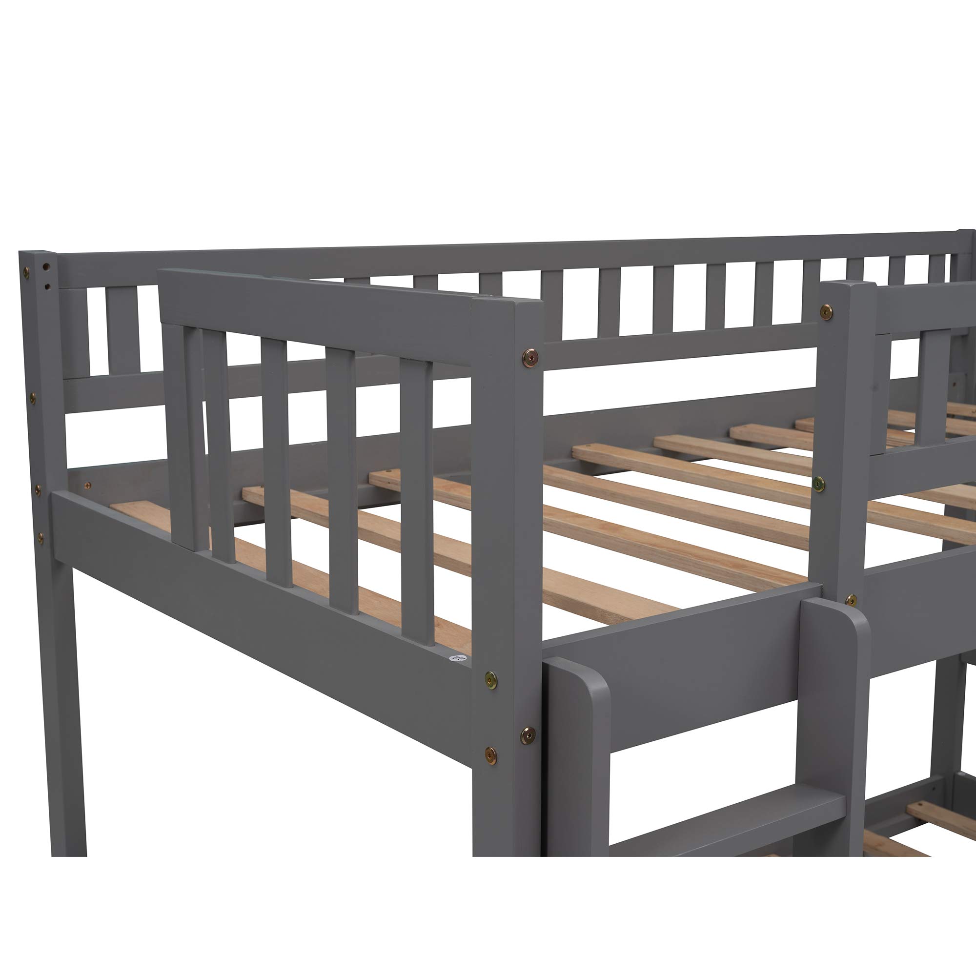 Twin Over Twin Bunk Bed with 2 Drawers, Stairway, Slide & Ladder - Space-Saving Kids Bunk Bed for Siblings, Teens & Guests - Perfect for Small Bedrooms, Vacation Homes & Dorm Rooms