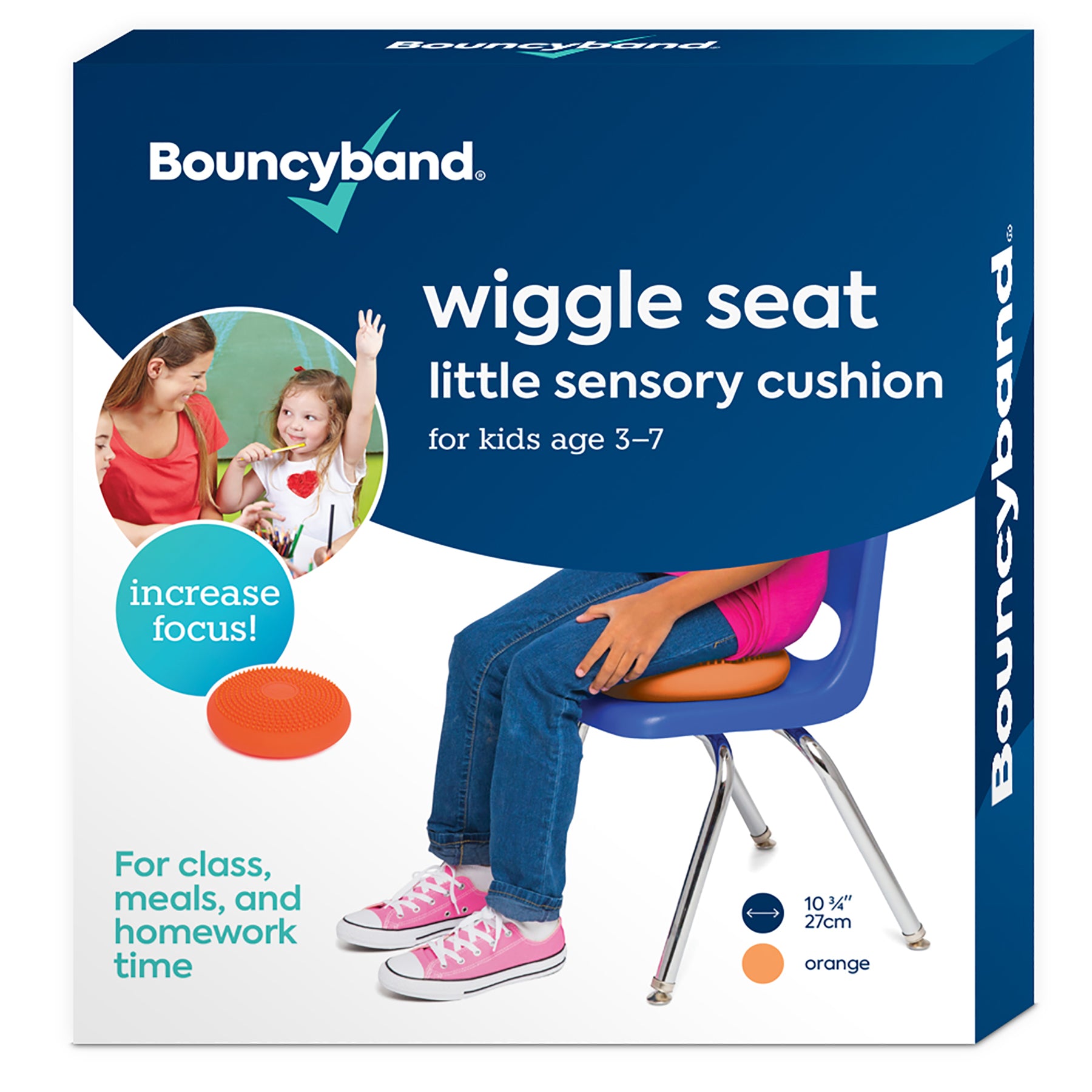 Bouncyband Little Wiggle Seat Sensory Cushion for Kids - Vibrant Orange Stability Disc - Improve Focus & Movement for Classroom, Home & Therapy Use